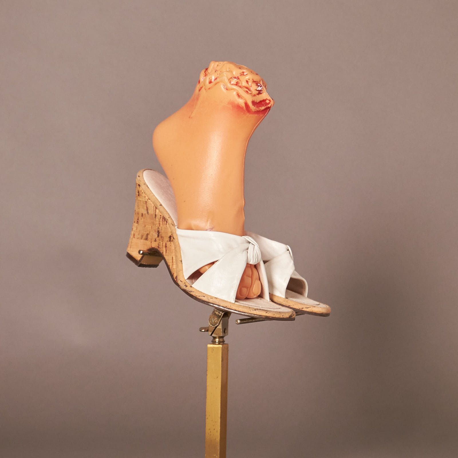 Vintage 1950s Penaljo Cork Heels White Leather Wedge Sandals Shoes Size US 5.5 / IT 35.5 - 1 Thumbnail