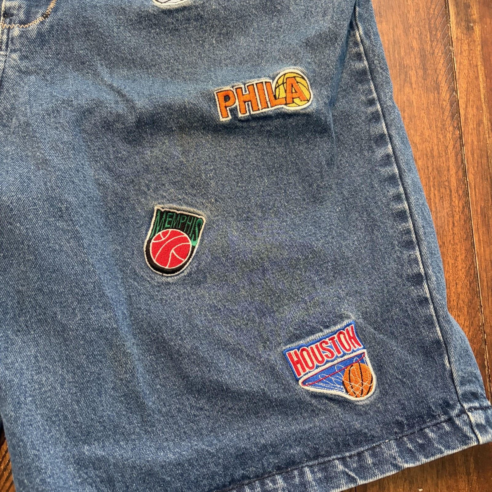 Vintage Y2K Hip Hop NBA Teams Denim Shorts Mens 42 Blue NBA Size US 42 / EU 58 - 4 Thumbnail