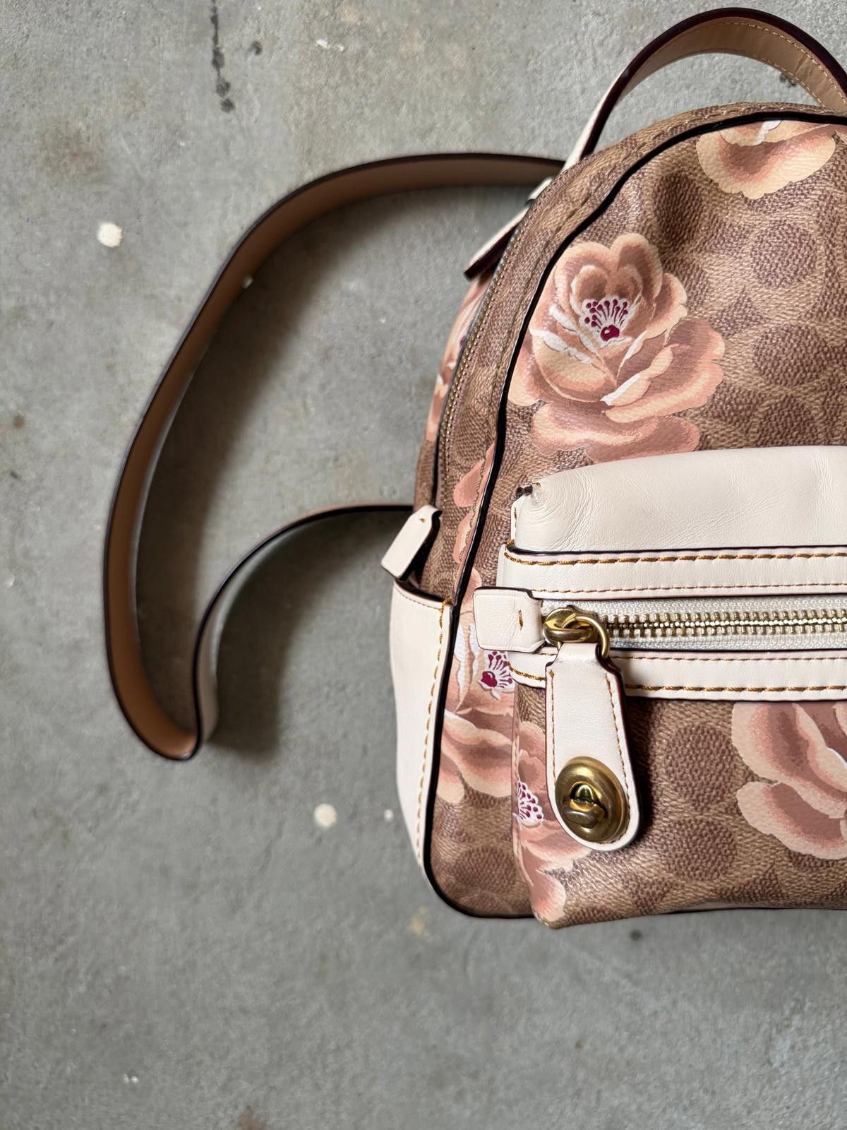 Coach Coach Signature Rose Backpack Brown/White Size ONE SIZE - 2 Thumbnail