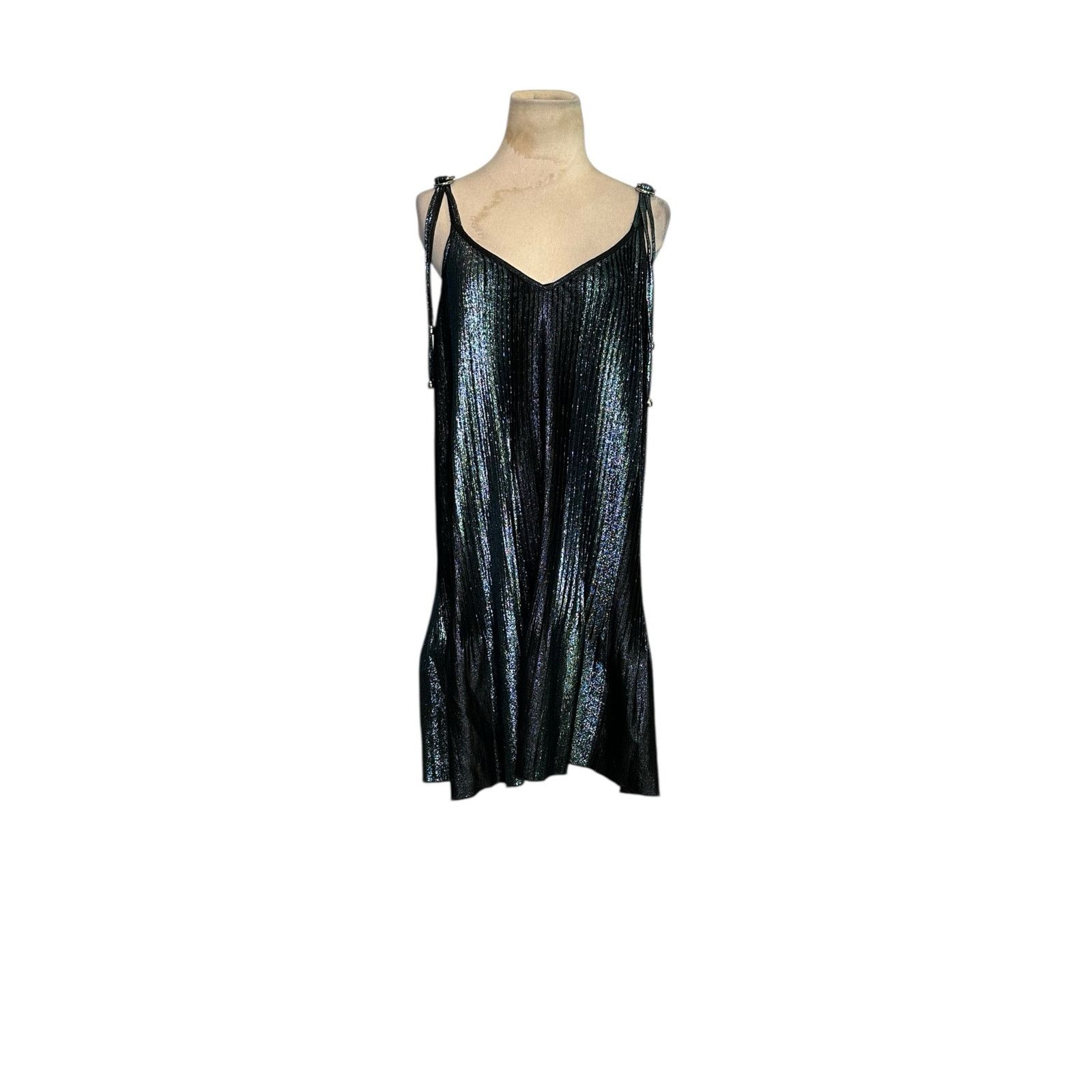 Adam Selman Adam Selman metallic pleated slip mini dress size Small Size S / US 4 / IT 40 - 11 Thumbnail