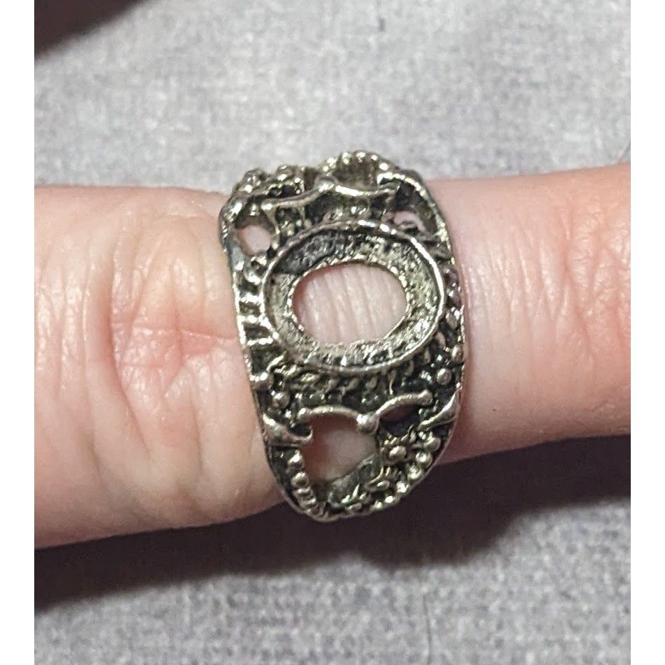 Other Floral Filigree Silver Tone Ring Setting Size 7 3/4 Size ONE SIZE - 3 Thumbnail