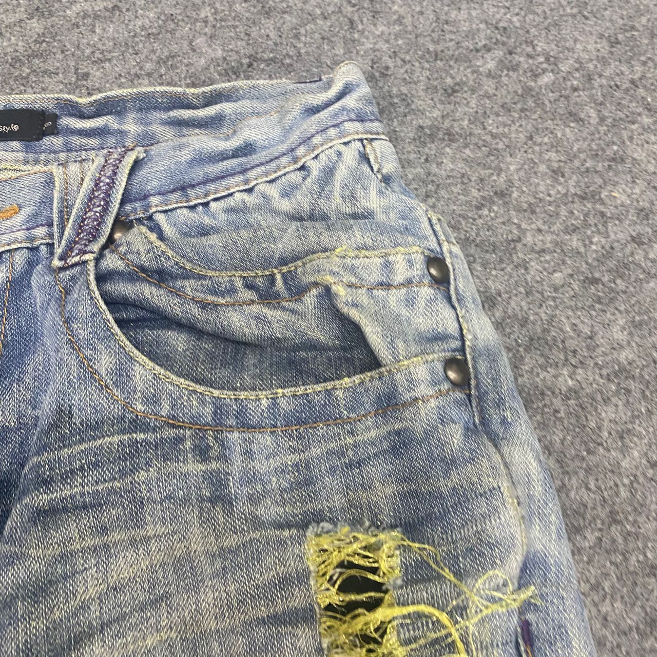 If Six Was Nine 💥Flare💥Vintage Foot Three Style Distressed Denim Size US 30 / EU 46 - 9 Thumbnail