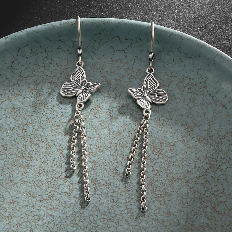 Jewelry × Vintage Butterfly Tassel Pendant Earrings Size ONE SIZE - 5 Thumbnail