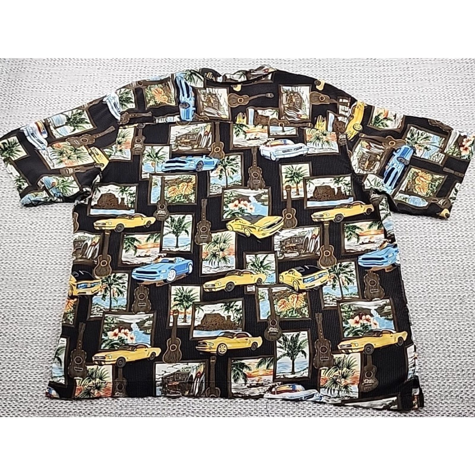 Vintage VINTAGE Islander Hawaiian Shirt Mens 2XL Button Up Palm Guitars Cars 100% Rayon Size US XXL / EU 58 / 5 - 6 Thumbnail