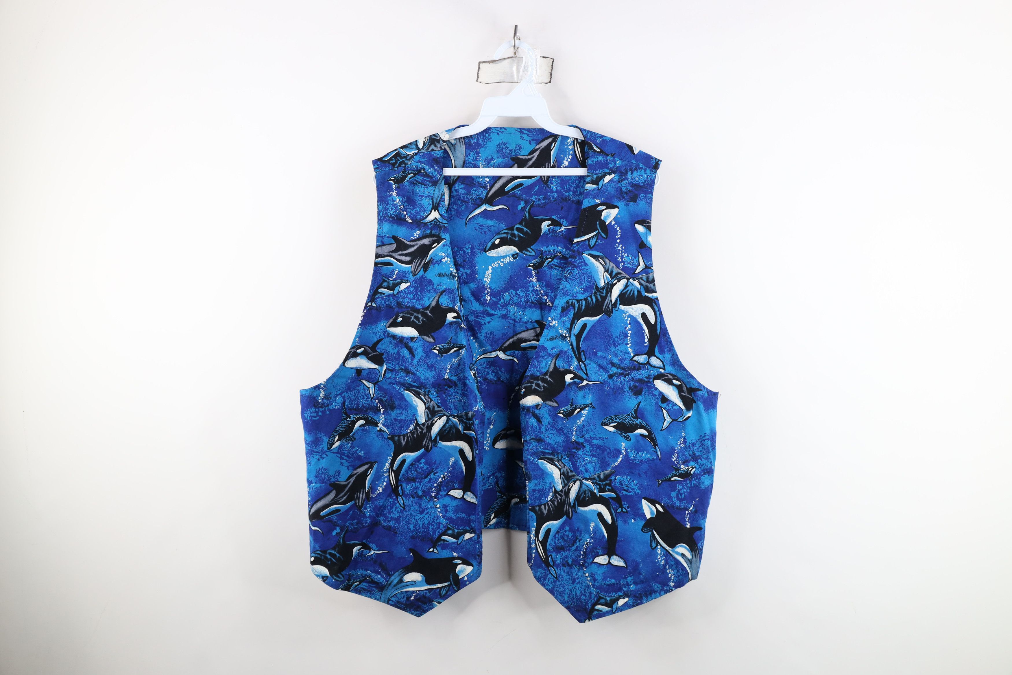Vintage Vintage 90s Streetwear Whale All Over Print Open Front Vest Size XXL / US 16-18 / IT 52-54 - 1 Thumbnail