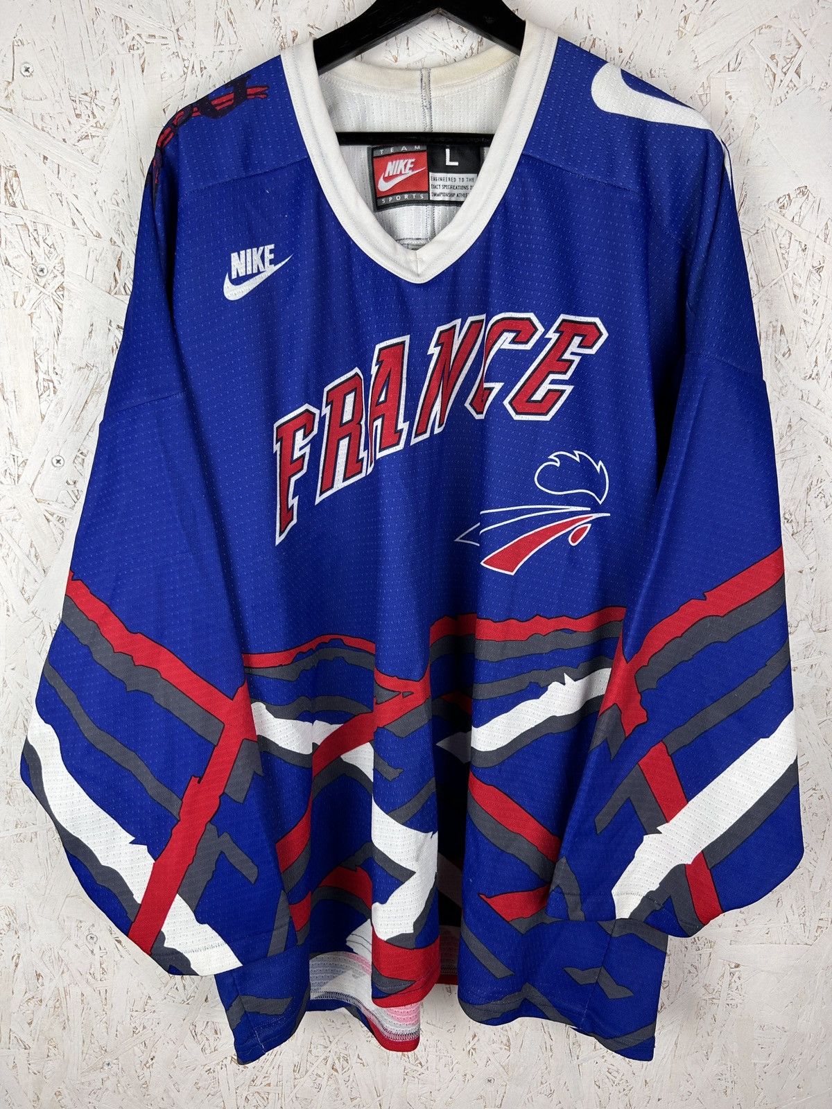 NHL 90s Vintage Nike France 1996 Away NHL Hockey Jersey Size US L / EU 52-54 / 3 - 1 Thumbnail