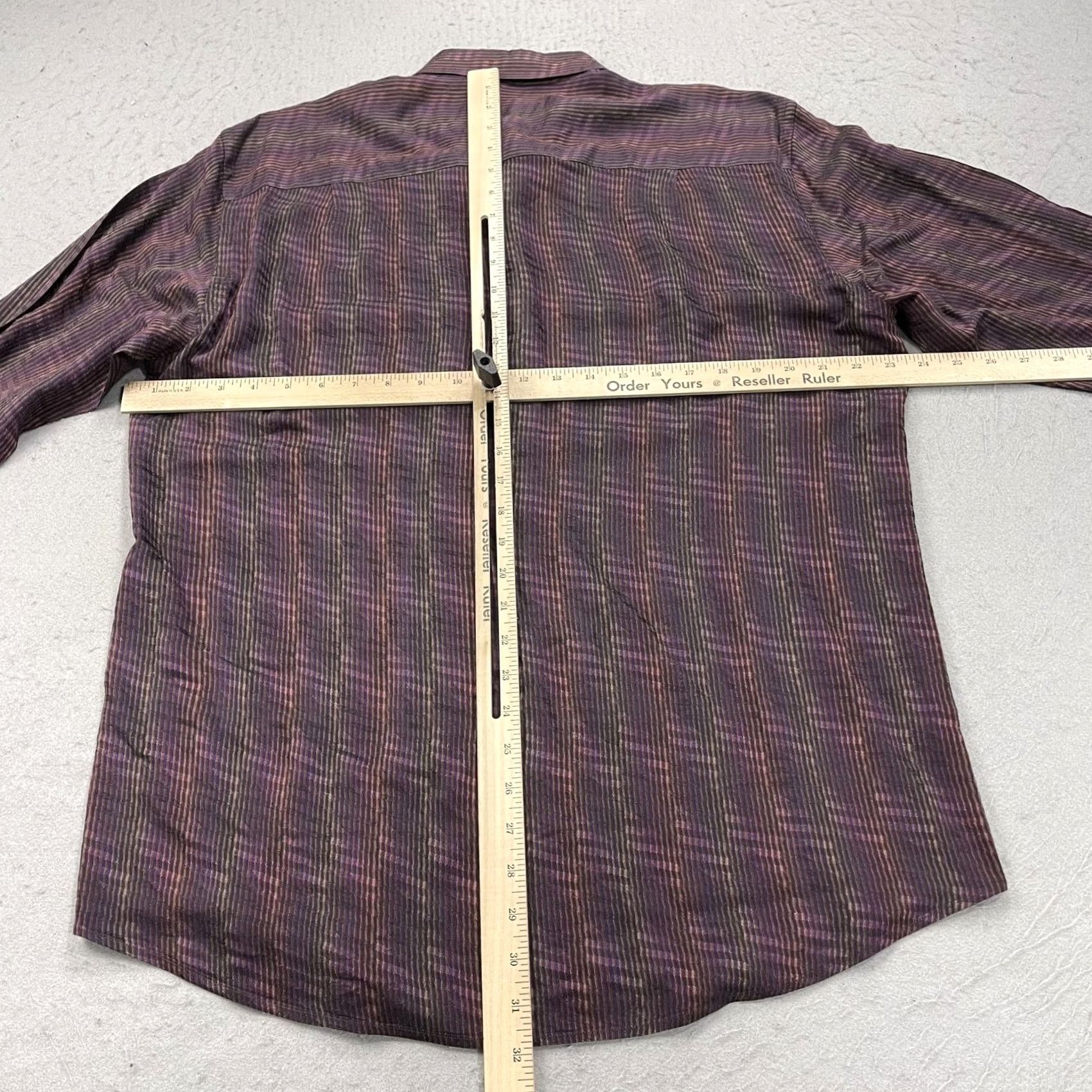 Vintage VINTAGE Jhane Barnes Shirt Mens L Purple Stripe Loud Abstract Italian Fabric Size US L / EU 52-54 / 3 - 6 Thumbnail