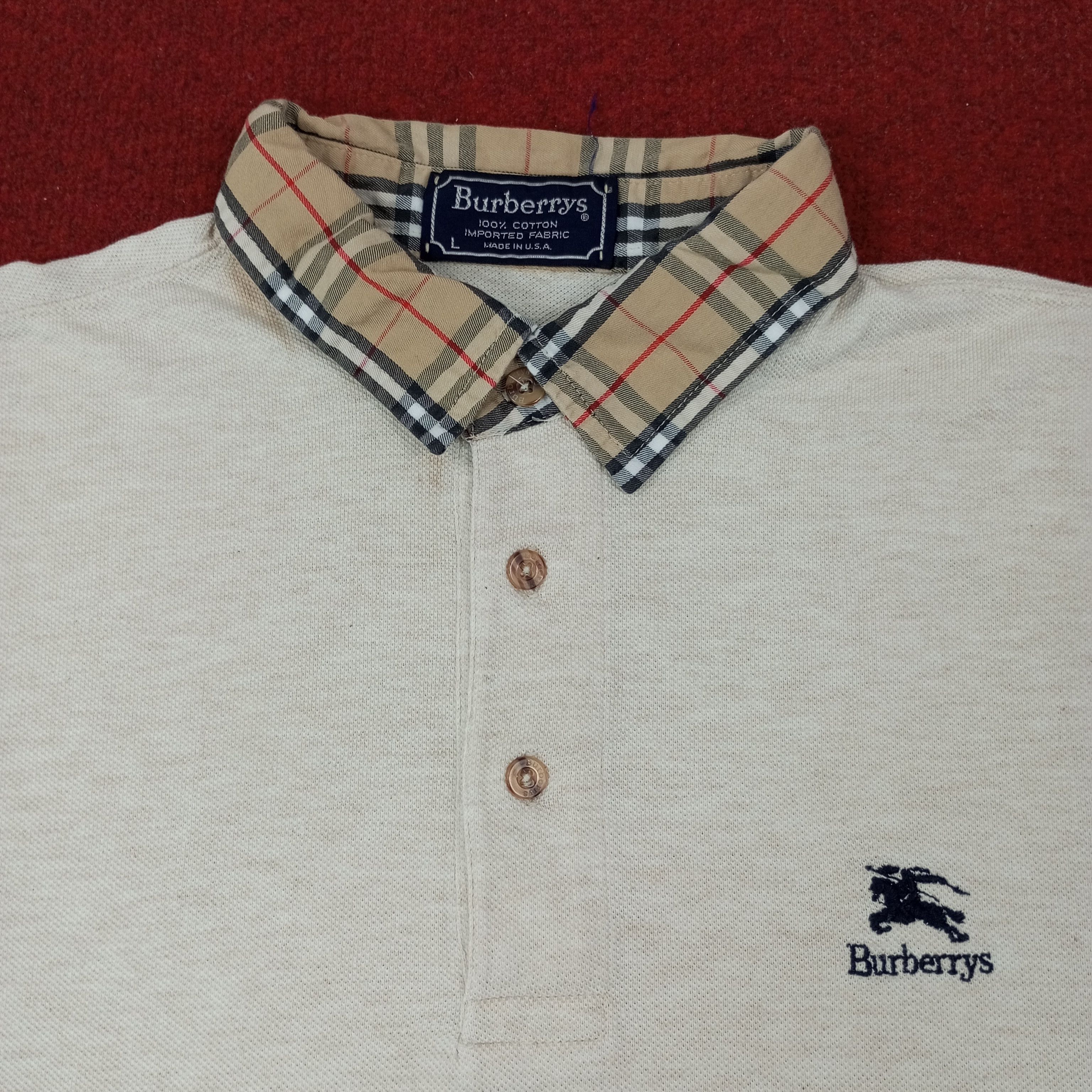 Burberry × Vintage Burberrys Fashion Brand Nova Check Collar Polos c219n74 Size US L / EU 52-54 / 3 - 2 Thumbnail