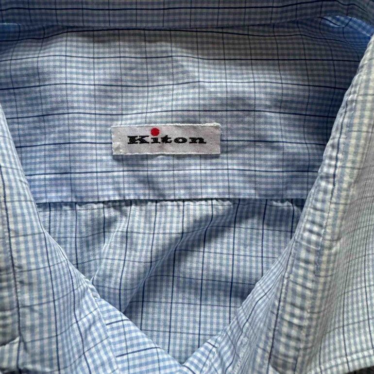 Kiton Kiton Blue checkered shirt Size US L / EU 52-54 / 3 - 3 Thumbnail