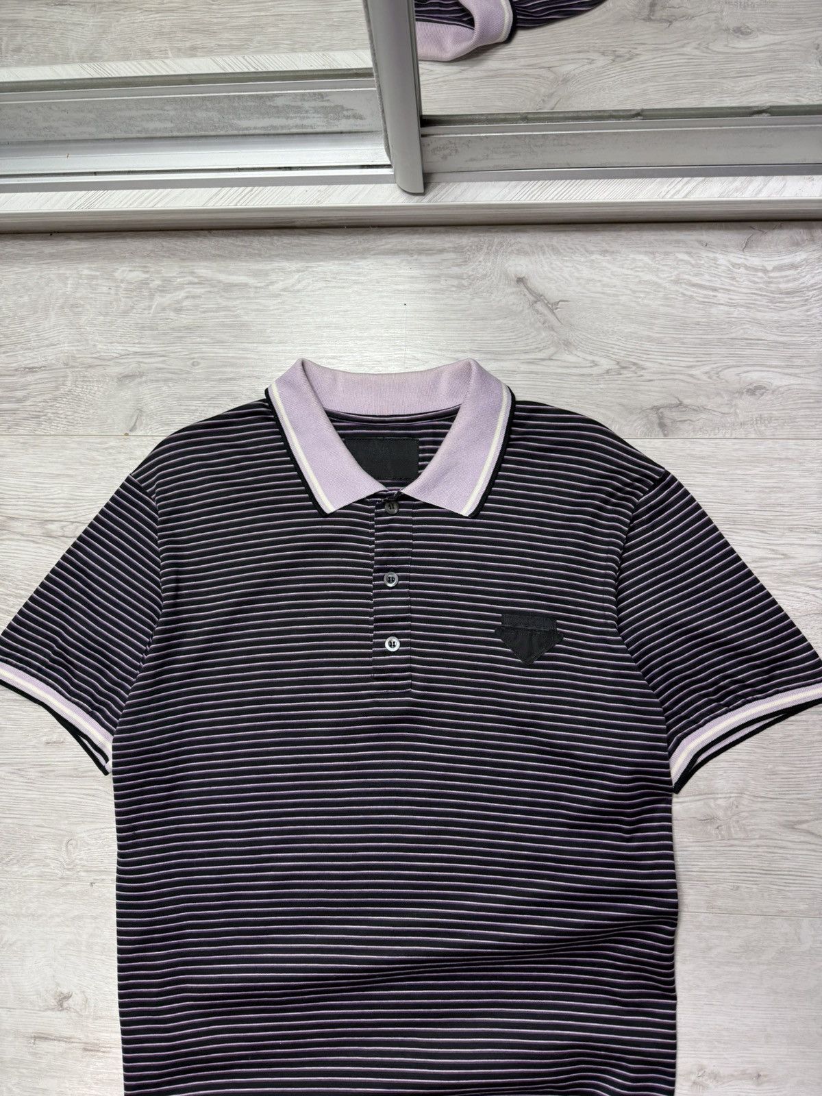 Prada Vintage Prada Men’s Striped Polo T-Shirt Triangle Logo Patch Size US L / EU 52-54 / 3 - 2 Thumbnail