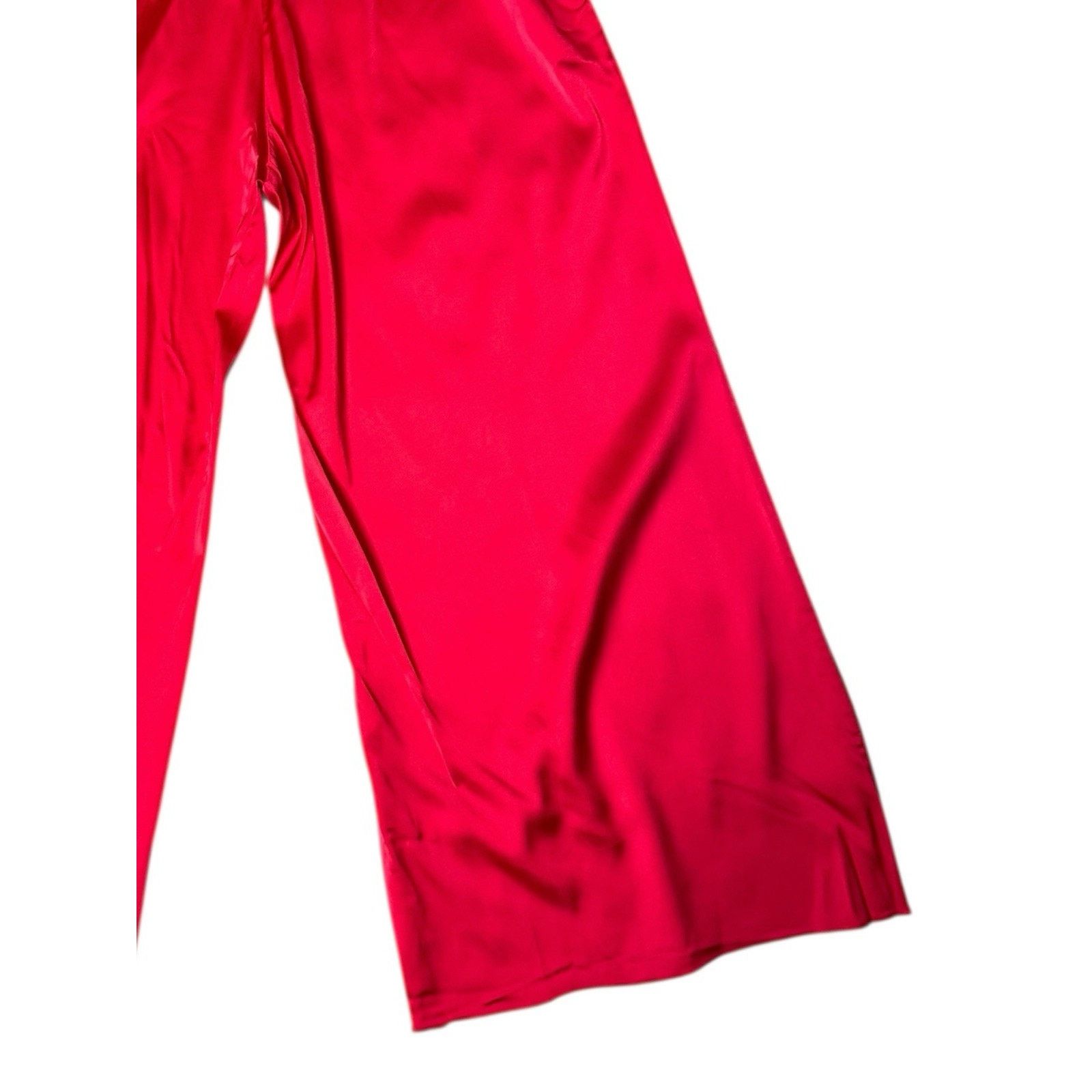 Other Kitagi NEW Red Wide Leg Cropped Satin Pants Bow Detail Size 30" / US 8 / IT 44 - 6 Thumbnail