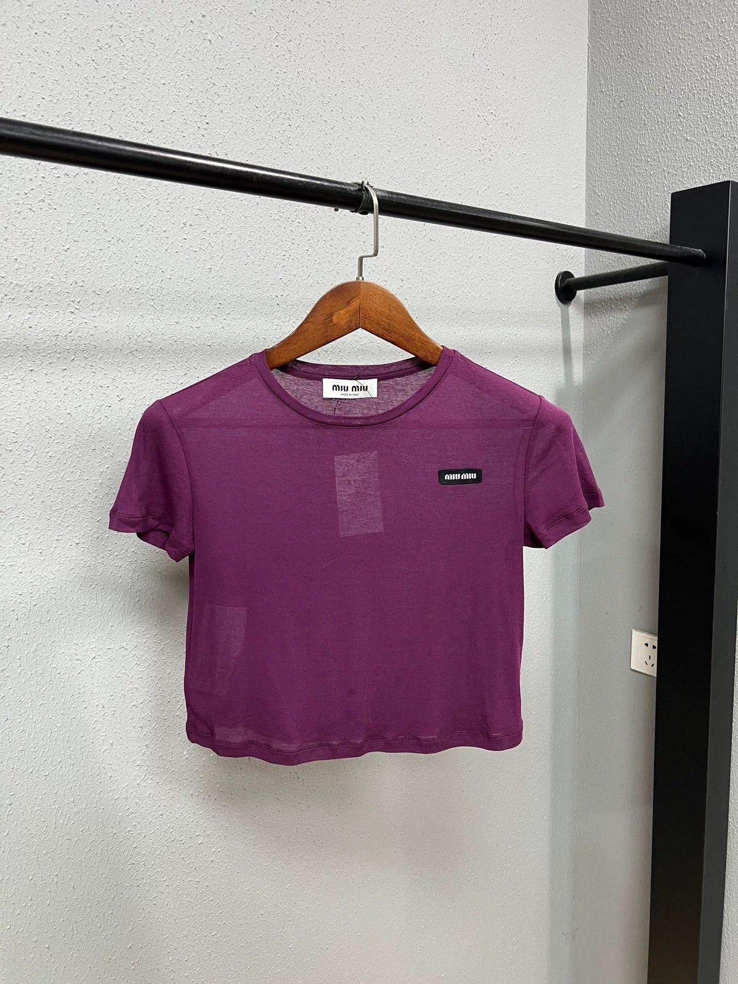 Miu Miu Miu Miu Purple Intarsia Patch Logo Short Sleeve Size US 28 / EU 44 - 1 Thumbnail