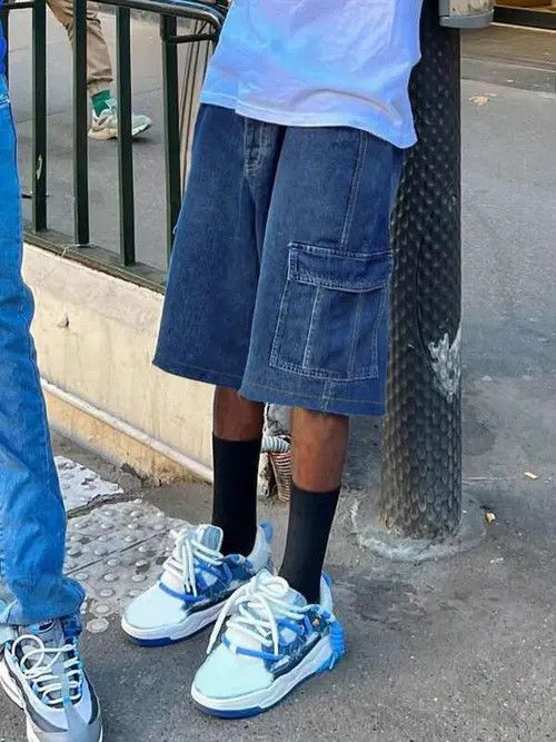 Jean Cargo Shorts Drip HipHop Denim Size US 34 / EU 50 - 1 Thumbnail