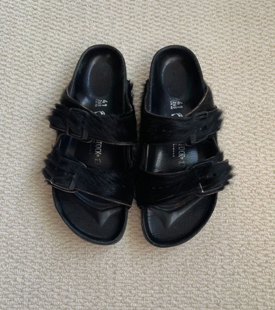 Rick Owens Rick Owens x Birkenstock Shearling Slippers. Size US 8 / EU 41 - 1 Thumbnail