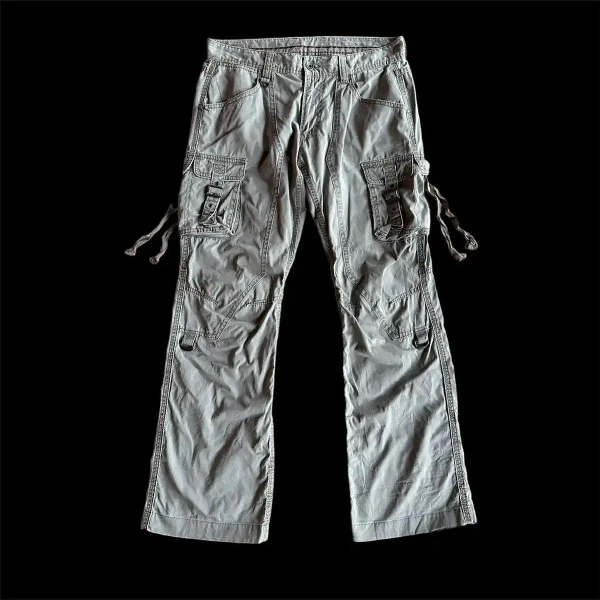 image of Beauty Beast x Matsuda Flare/bootcut Matsuda Nicole Club Double Knee Twist Cargo in Charcoal (Size 