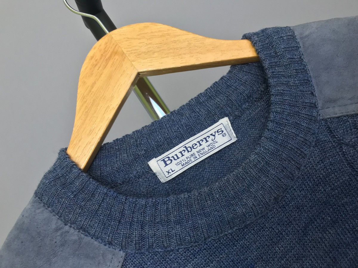 Burberry VINTAGE BURBERRY KNIT SWEATER Blue Pure New Wool MENS Size US XL / EU 56 / 4 - 3 Thumbnail