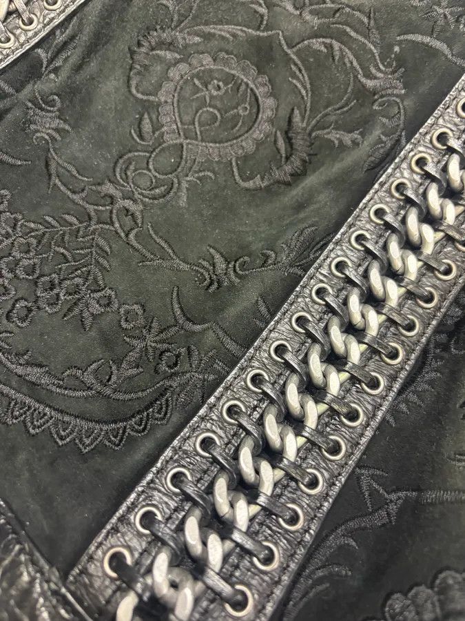 Just Cavalli 2000s Cavalli Black Leather Embroidered Chain Handle Bag Size ONE SIZE - 9 Thumbnail