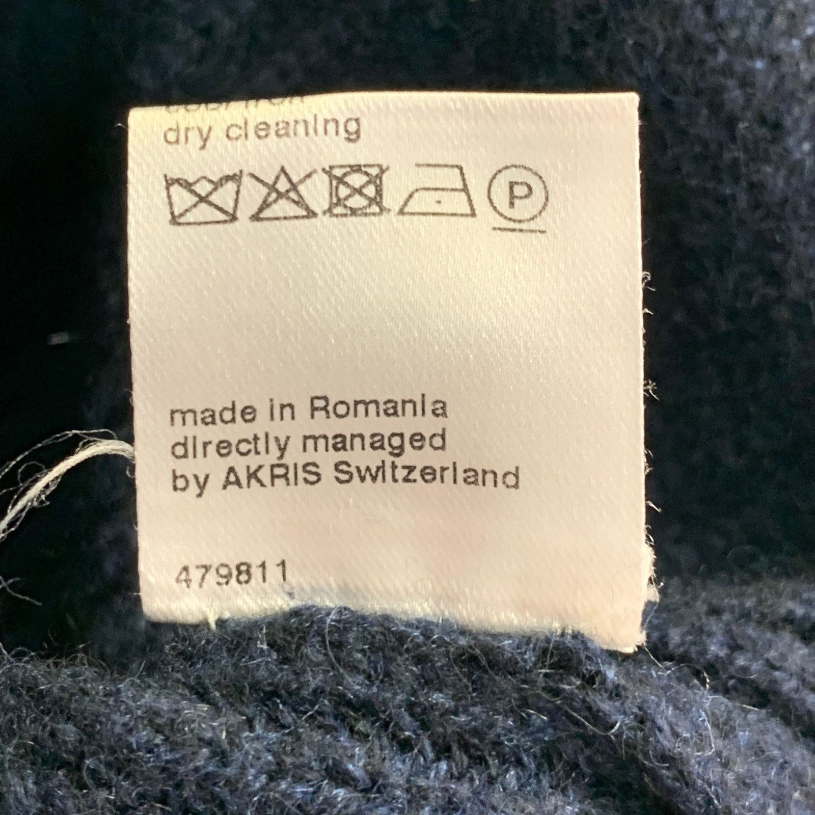 Akris AKRIS Size 12 Navy Cashmere Rib Knit Mock Neck Sweater Size XL / US 12-14 / IT 48-50 - 7 Thumbnail