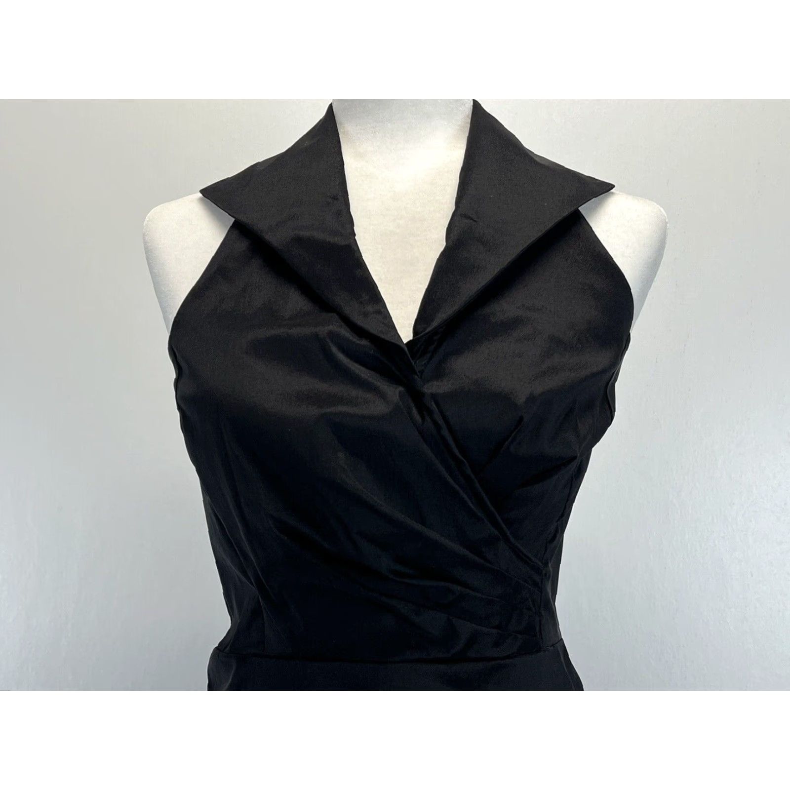 Vintage VINTAGE U3 Collection Womens V-Neck Collared Halter Midi Dress Black Size 4 Size S / US 4 / IT 40 - 3 Thumbnail