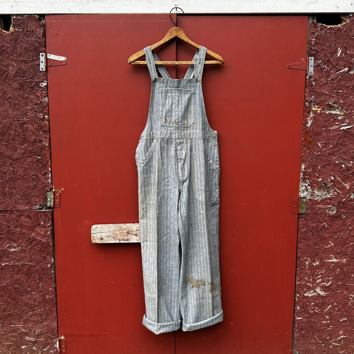 image of Made In USA 1940S Herringbone Denim Low-Back Overalls 34X28.5 in Blue, Men's