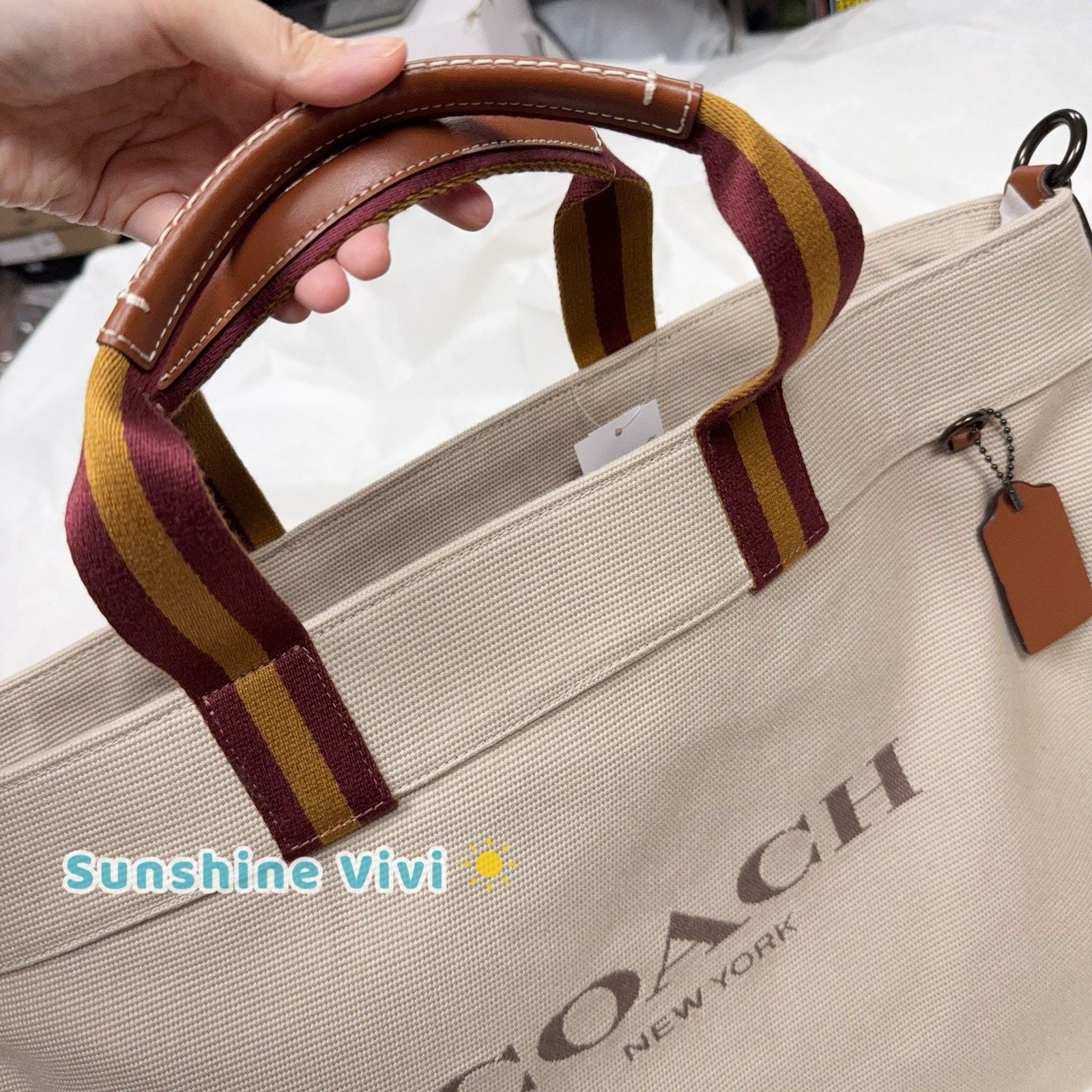 Coach NWT COACH CJ486 Canvas Tote 38 Bag Canvas Leather Black Size ONE SIZE - 7 Thumbnail