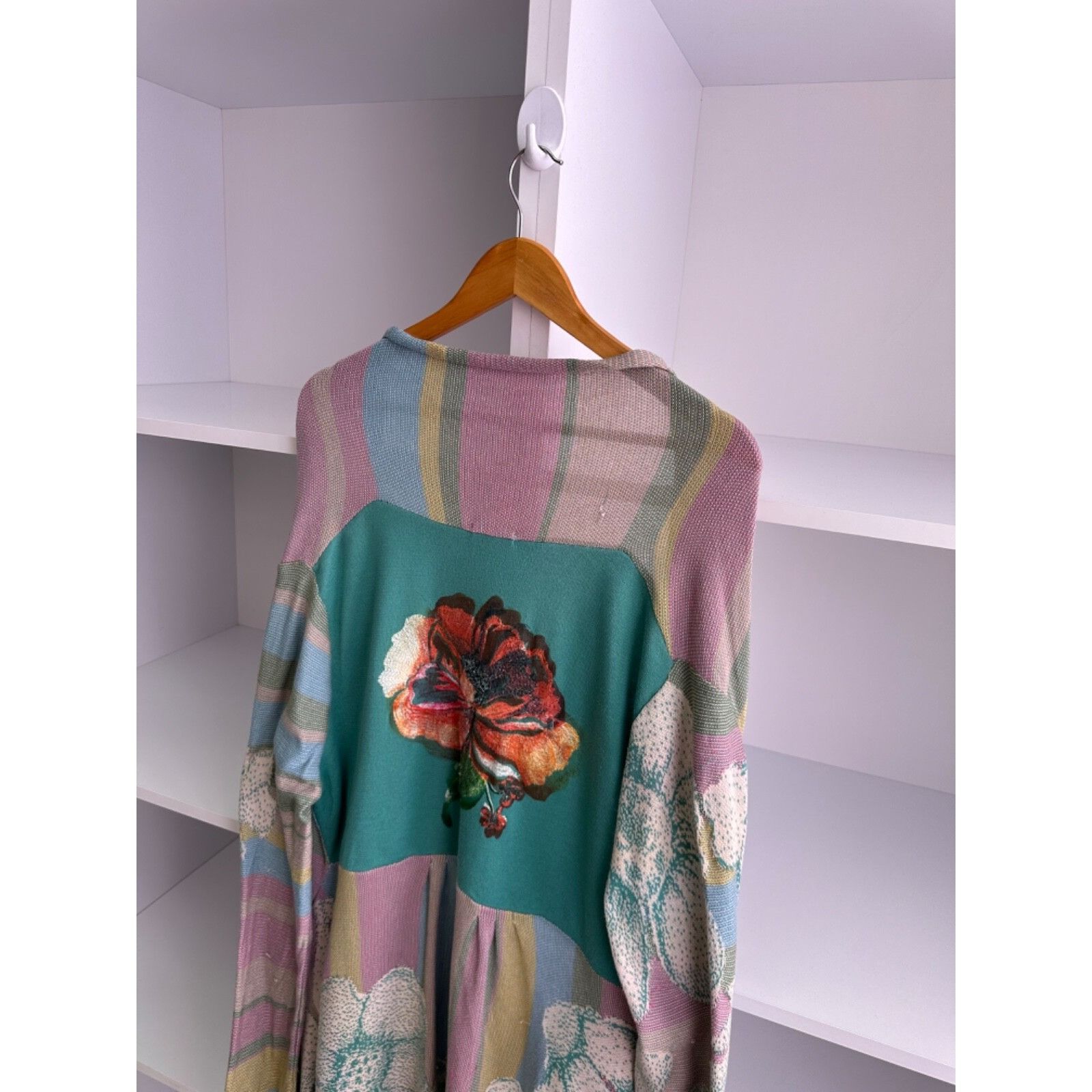 Vintage VTG Ivko Sebian Long Wrapover Cardigan Floral Pattern Print Size L / US 10 / IT 46 - 10 Thumbnail