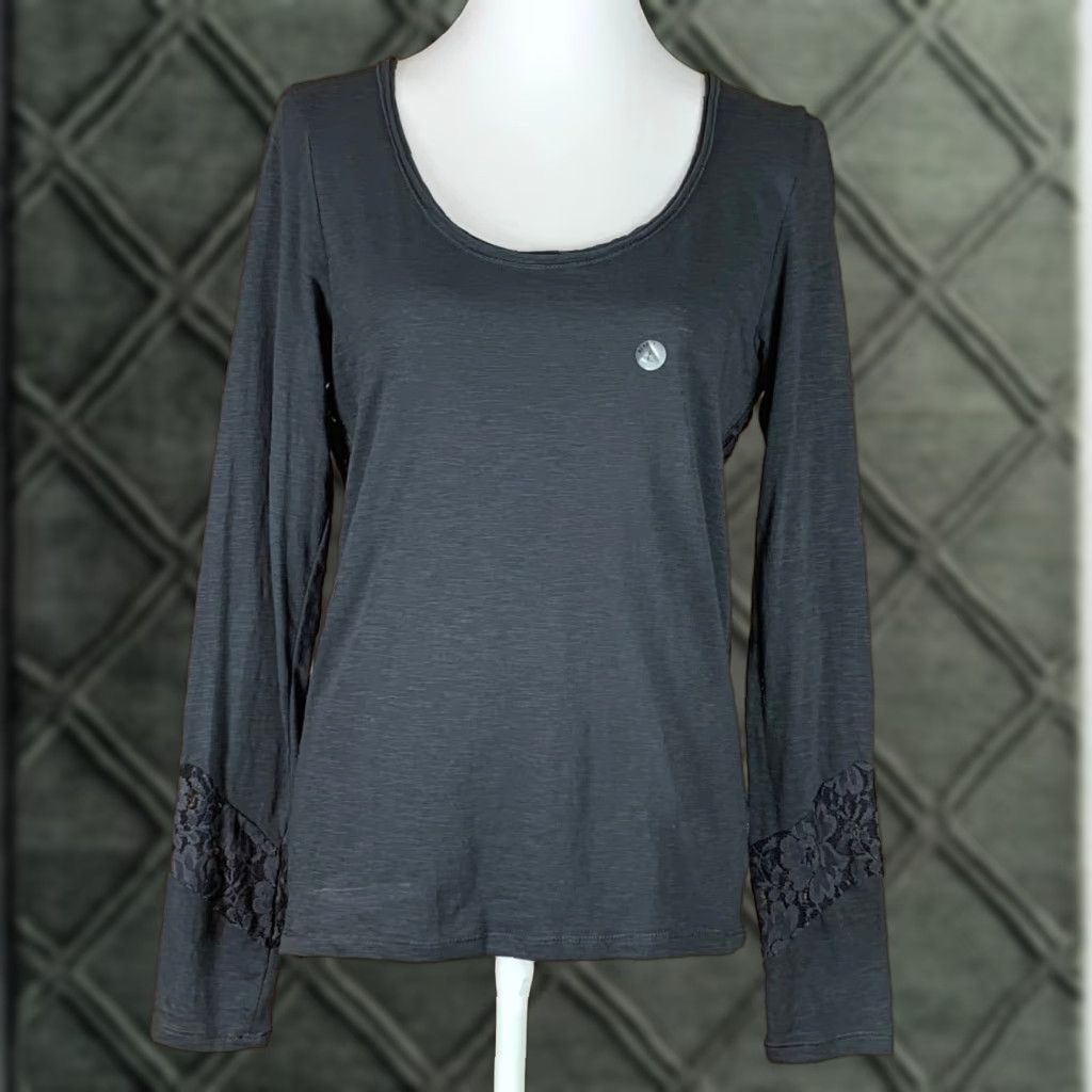 Aeropostale Aeropostale Womens Top Pullover Shirt Long Sleeve Lace Dark Gray L Tunic Blouse XL Color Dark Gray Mens Size L / US 10 / IT 46 - 1 Thumbnail