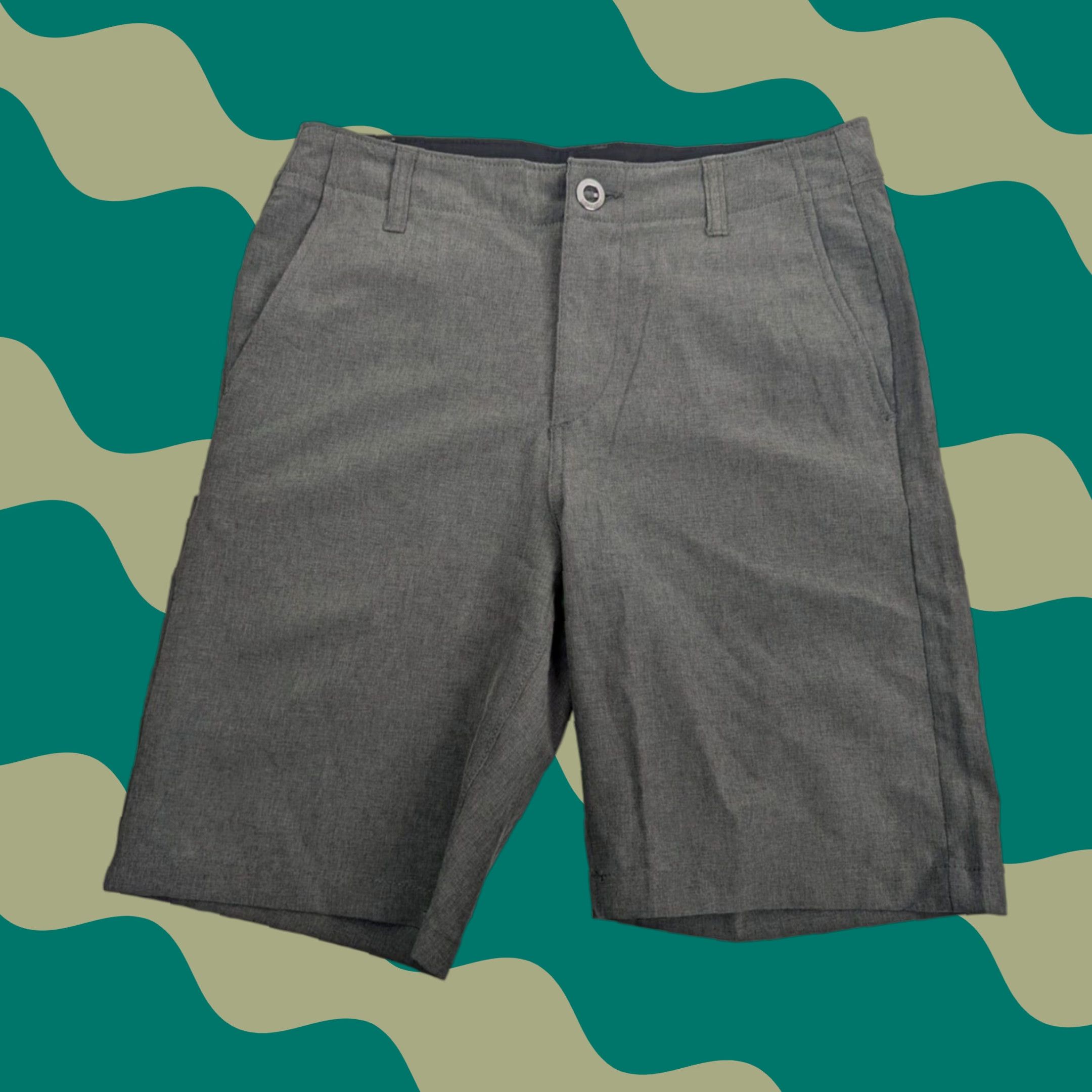 Volcom Volcom Surf & Turf Kerosene Hybrid Short Boardshorts 28 Gray Mens Regular Stretch 4 Way Front Zip Logo Belt Loops Beach Casual Walking Swimming Size US 28 / EU 44 - 1 Thumbnail