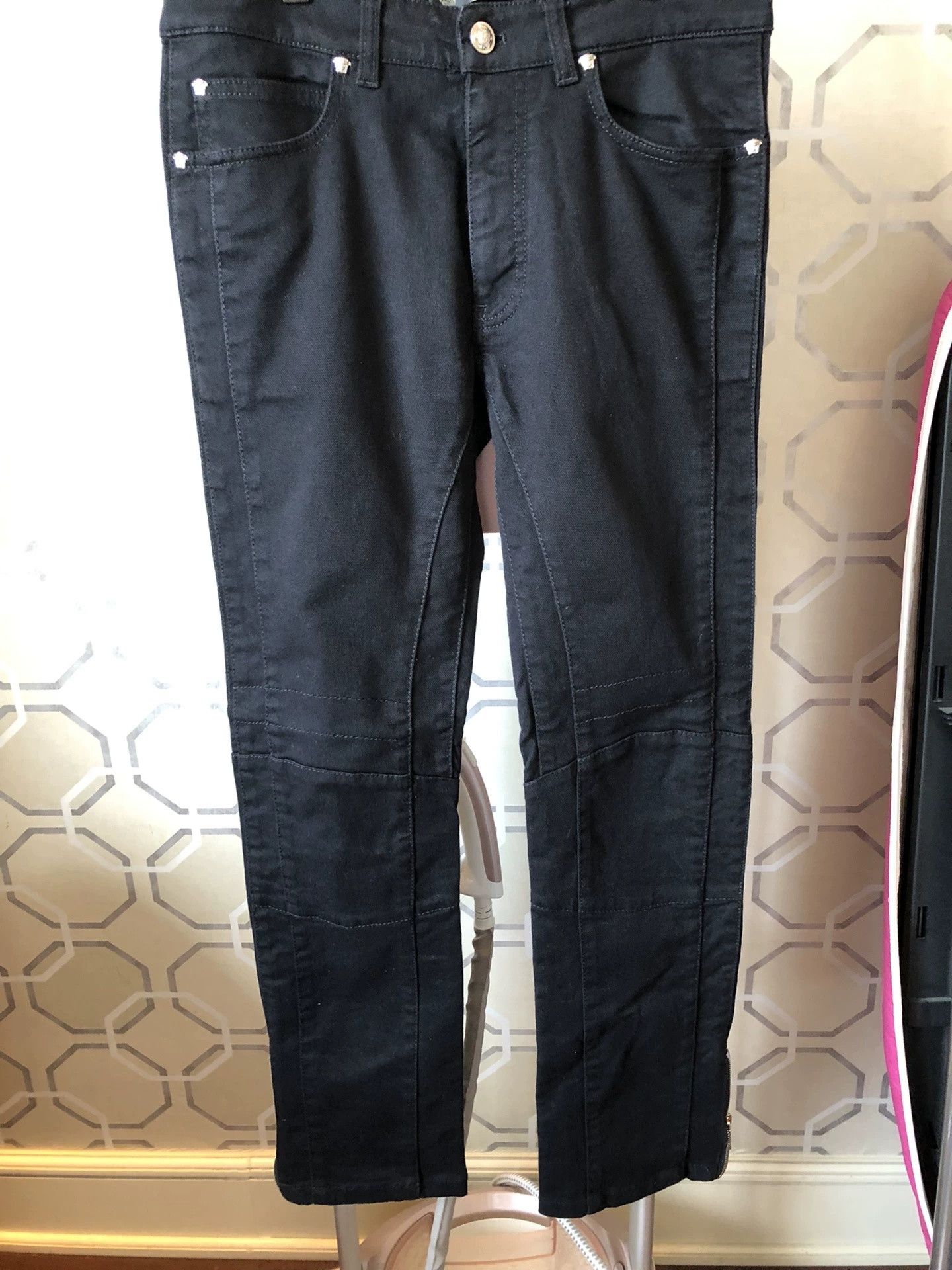 Versace Versace Main Line Black Ankle Zip Jeans Size US 30 / EU 46 - 2 Thumbnail