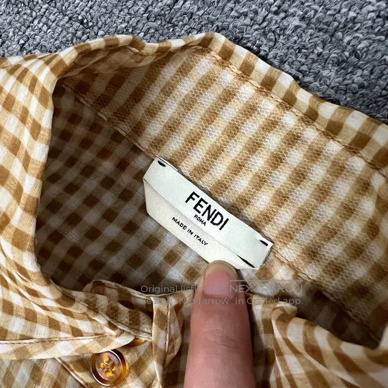 Fendi Fendi Pure Silk Woven Organza Checkered Shirt Size XS / US 0-2 / IT 36-38 - 4 Thumbnail
