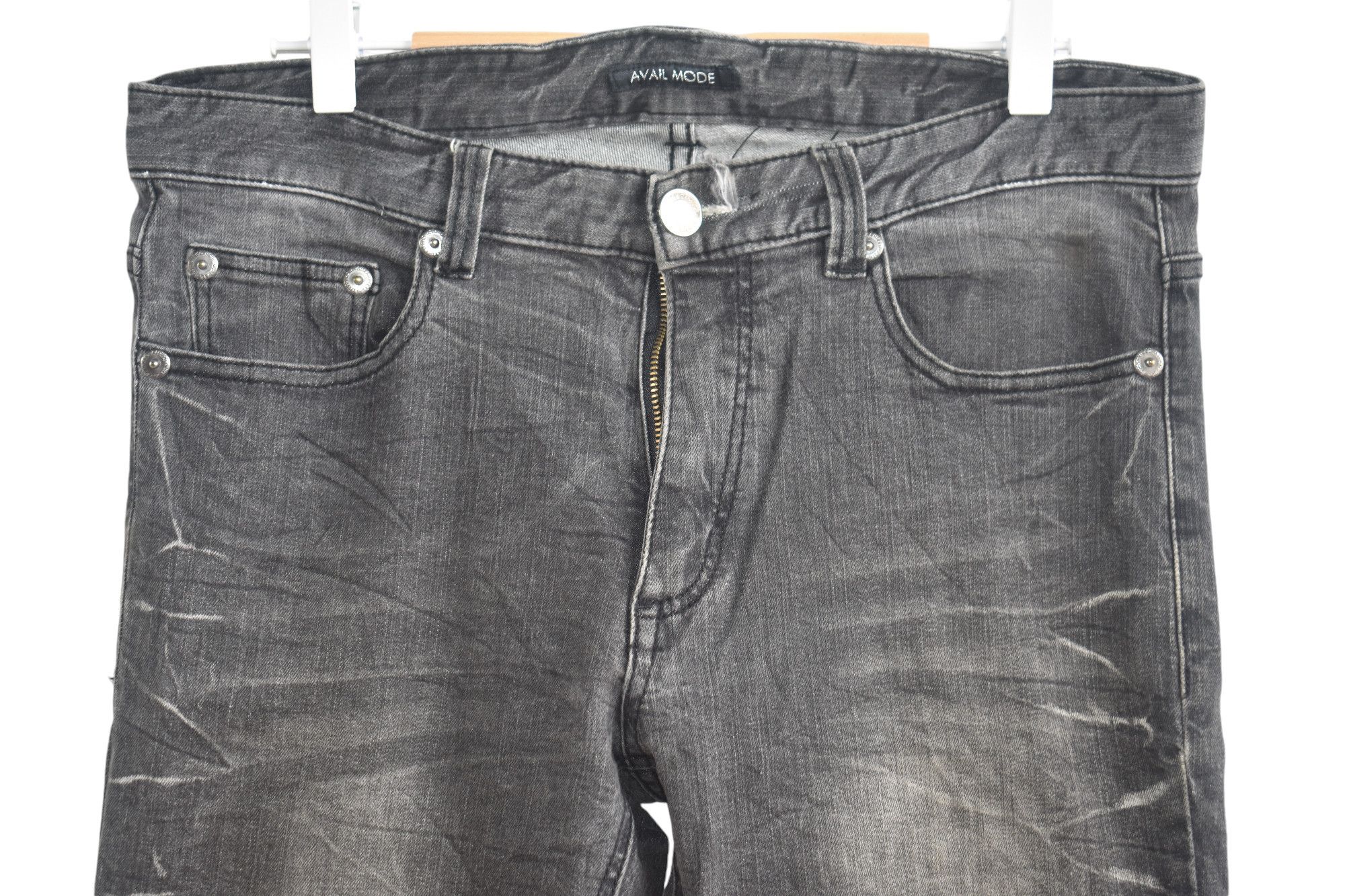 Japanese Brand × Vintage Wide Leg !! Avail Mode Japanese Distress Jeans W33 Size US 33 - 3 Thumbnail