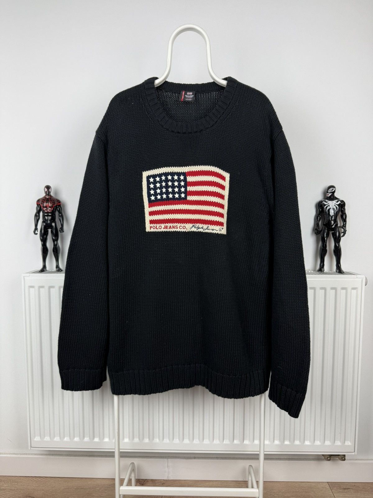 Polo Ralph Lauren × Vintage Vintage Polo Ralph Lauren Big Logo USA Flag Sweater Wool Size US XL / EU 56 / 4 - 1 Thumbnail