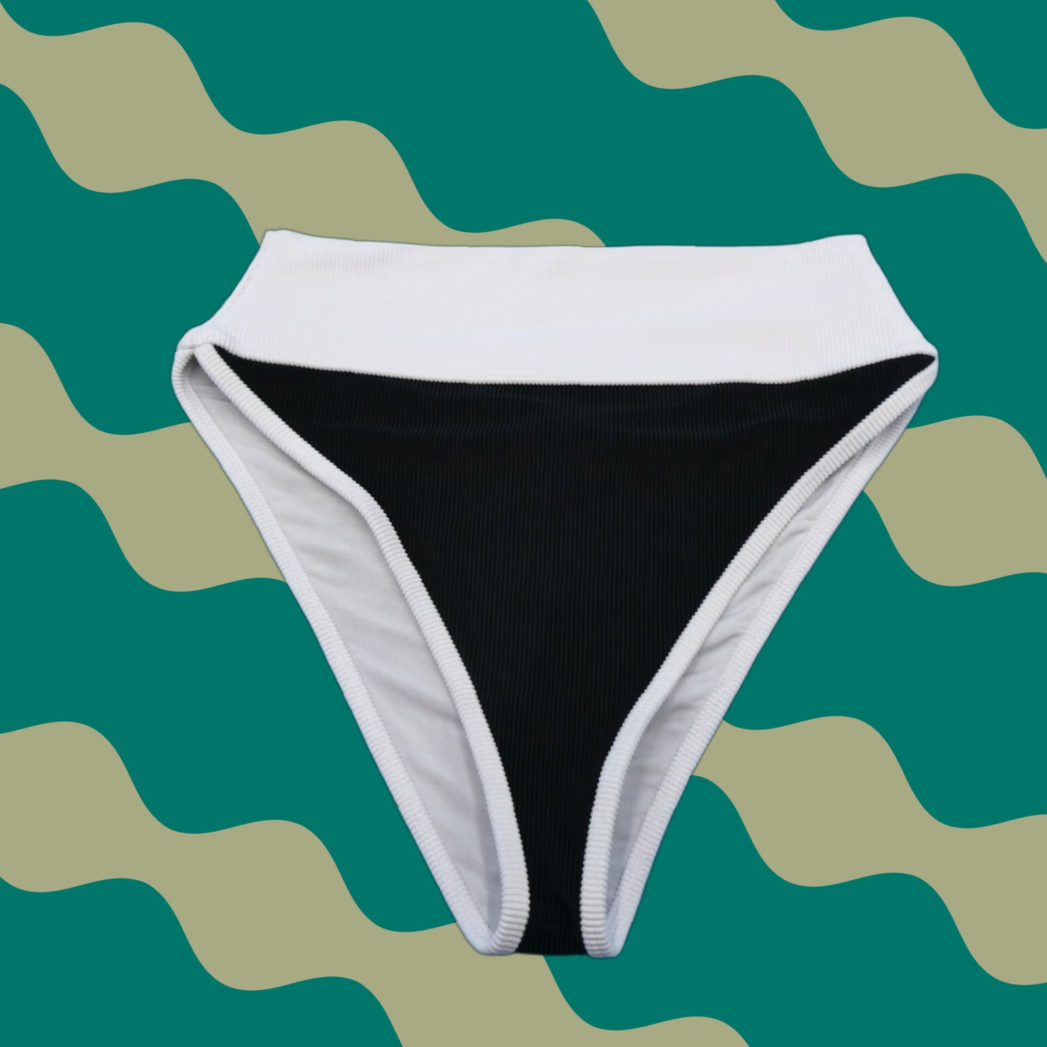 Beach Riot Bottom Medium Black White Ribbed High Waist Brazilian Swimwear Women M Black Brand Beach Riot Bottom Brazilian Swimwear