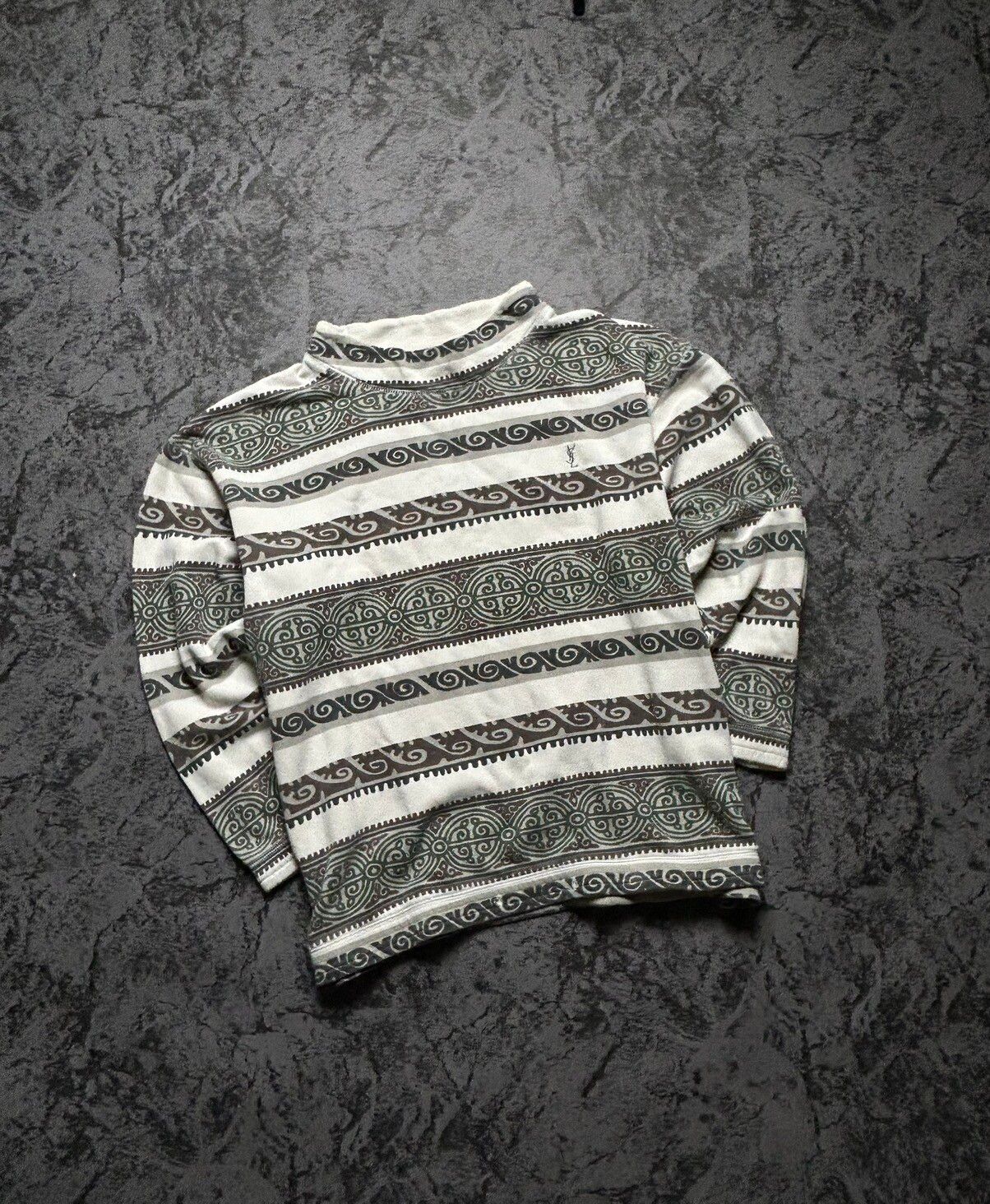 Pre-owned Vintage X Ysl Pour Homme Vintage Sweatshirt Yvessaintlaurent Ysl 90's 80's In Striped