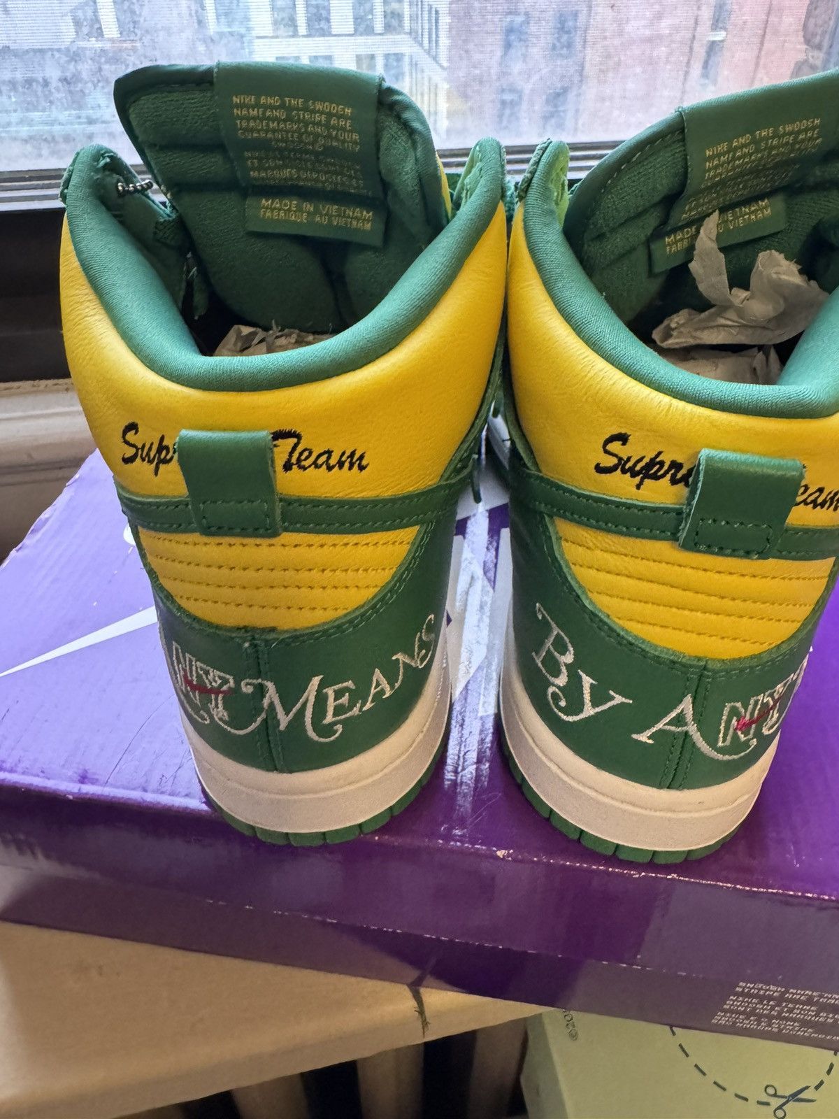 Jordan Brand Supreme x Nike dunks By Any Means Brazil Size US 6.5 / EU 39-40 - 4 Thumbnail