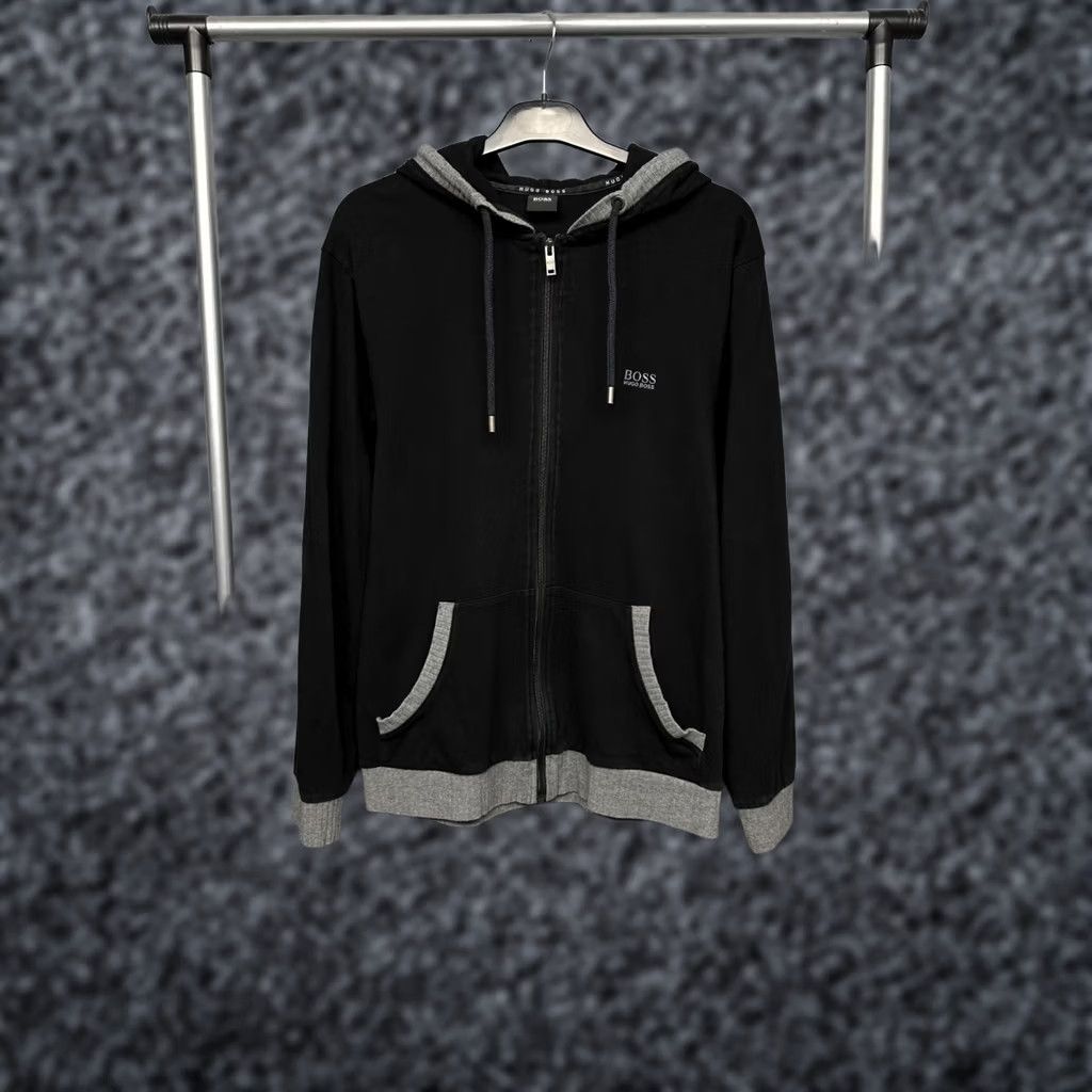 Hugo Boss HUGO BOSS Mens Zip Hoodie XL Black Cotton Logo Hoodie Mens XL Hoodie Size US XL / EU 56 / 4 - 1 Thumbnail