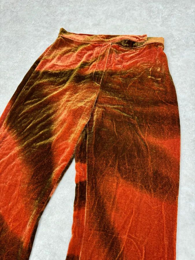 Roberto Cavalli 2000s Roberto Cavalli Red Velvet Abstract Pants Size 26" / US 2 / IT 38 - 3 Thumbnail