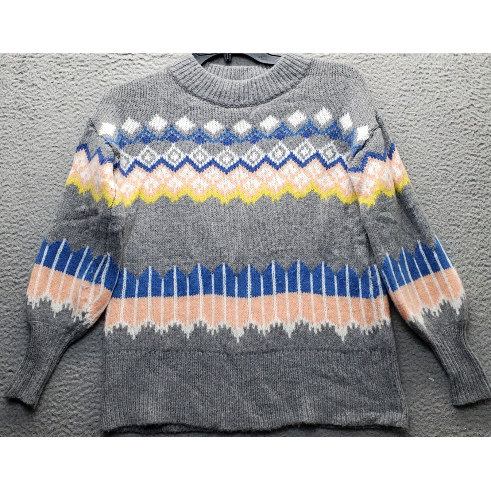 Loft LOFT Knit Sweater Womens Small Multicolor Fair Isle Wool Blend Long Sleeve Crew Neck Shirt Womens Size S Size S / US 4 / IT 40 - 2 Thumbnail