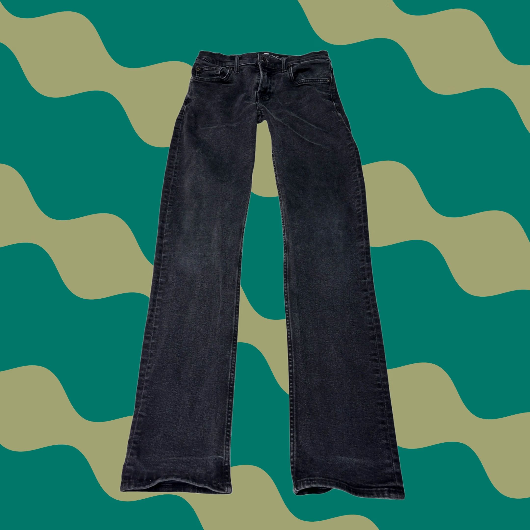 7 For All Mankind 7 For All Mankind Slimmy Jeans Mens 29X30 Black Stretch Denim Slim Fit 5-Pocket Jeans Size US 29 - 1 Thumbnail