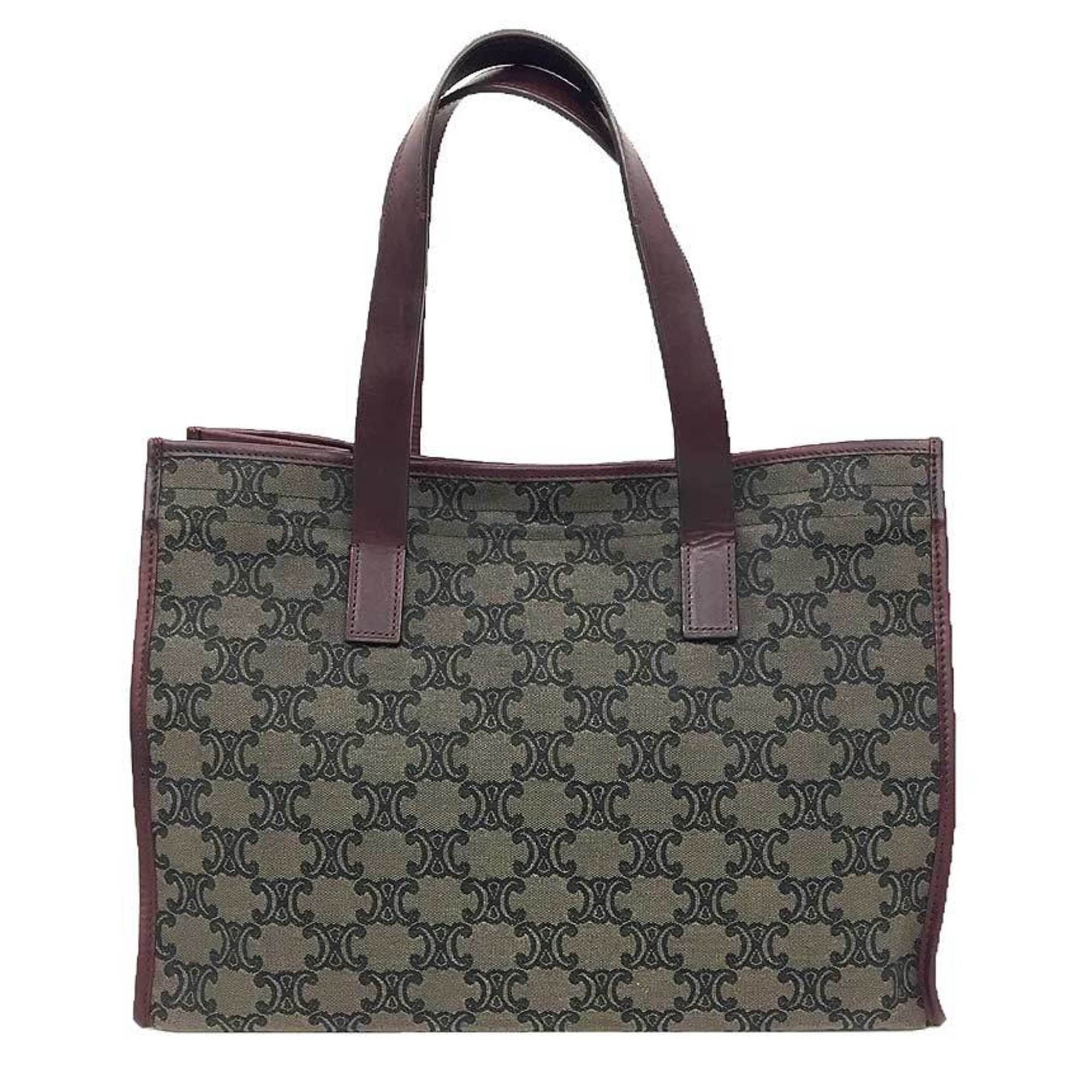image of Celine Macadam Tote Bag Canvas X Leather Brown Celine Aq9736, Women's