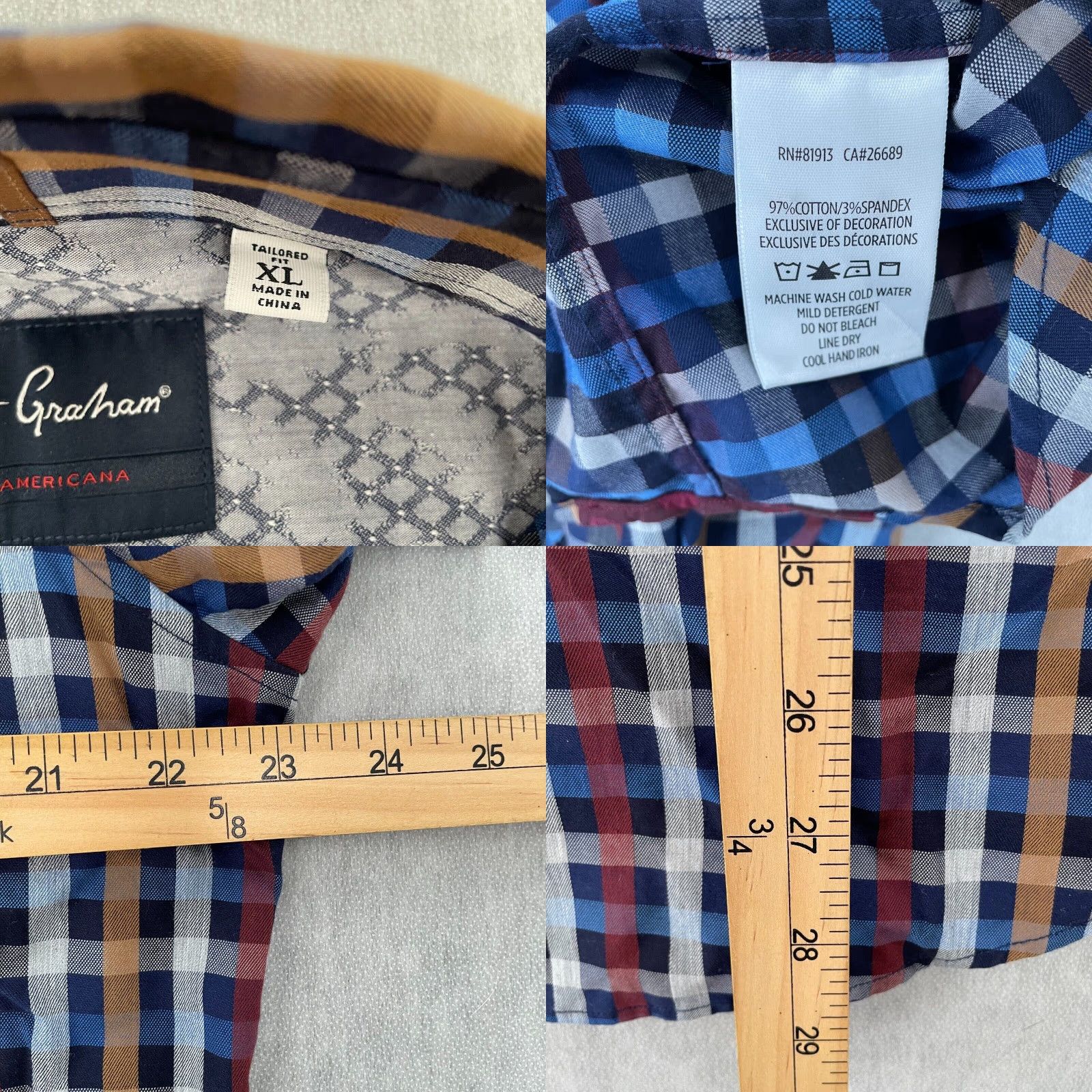 Robert Graham Robert Graham Shirt XL Multicolor Check Long Sleeve Classic Fit Modern Mens Size US XL / EU 56 / 4 - 8 Thumbnail