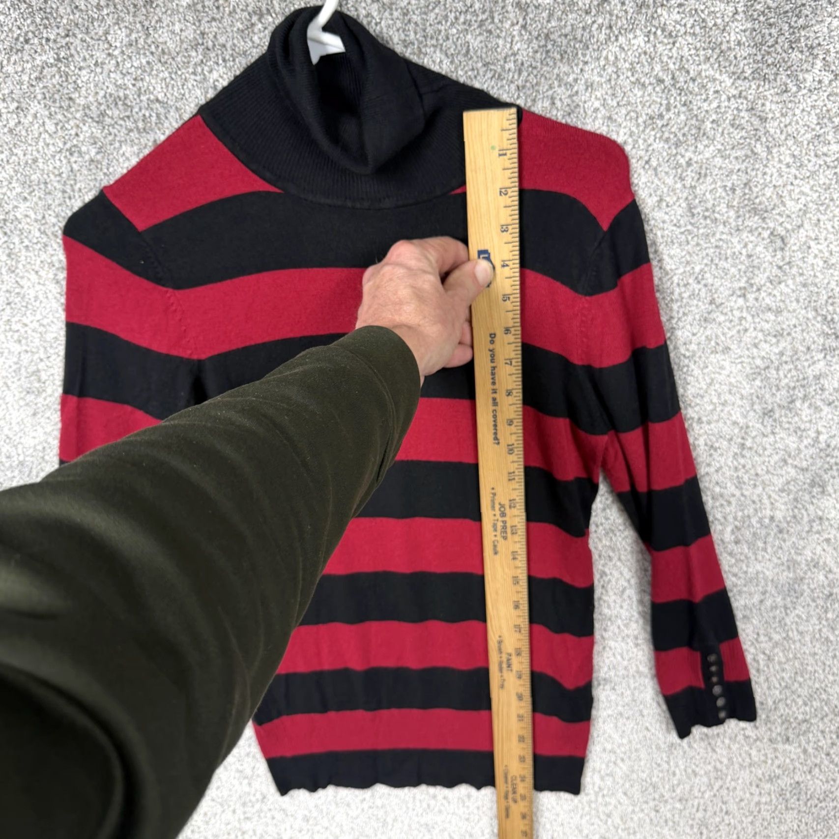 Express VINTAGE Express Sweater Womens M Red Black Striped Turtleneck Ribbed Grunge Emo Alt Goth Size M / US 6-8 / IT 42-44 - 2 Thumbnail