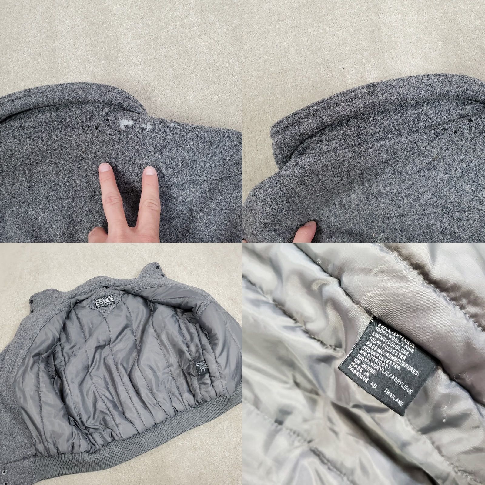 Members Only VINTAGE Members Only Jacket Mens 42 Gray Wool Bomber Coat Lined Outdoors Casual Adult Size 42 Gray Logo Pockets Size US XS / EU 42 / 0 - 8 Thumbnail