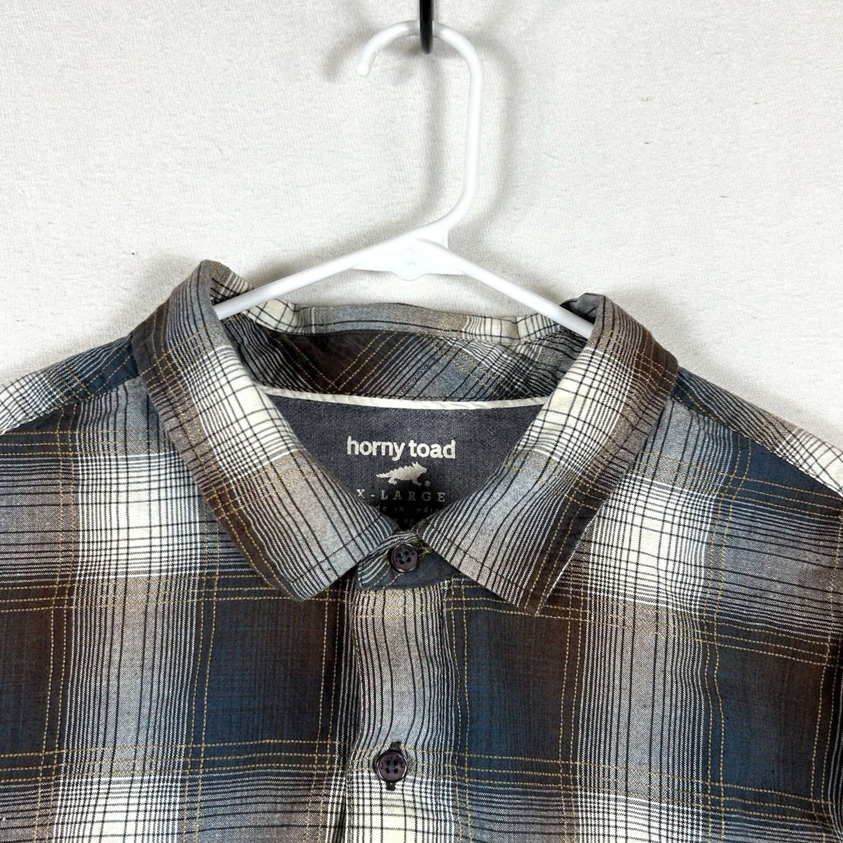 Vintage Horny Toad Shirt Mens XL Long Sleeve Button-Up Plaid Casual Brown Blue Collared Crewneck? Size US XL / EU 56 / 4 - 2 Thumbnail
