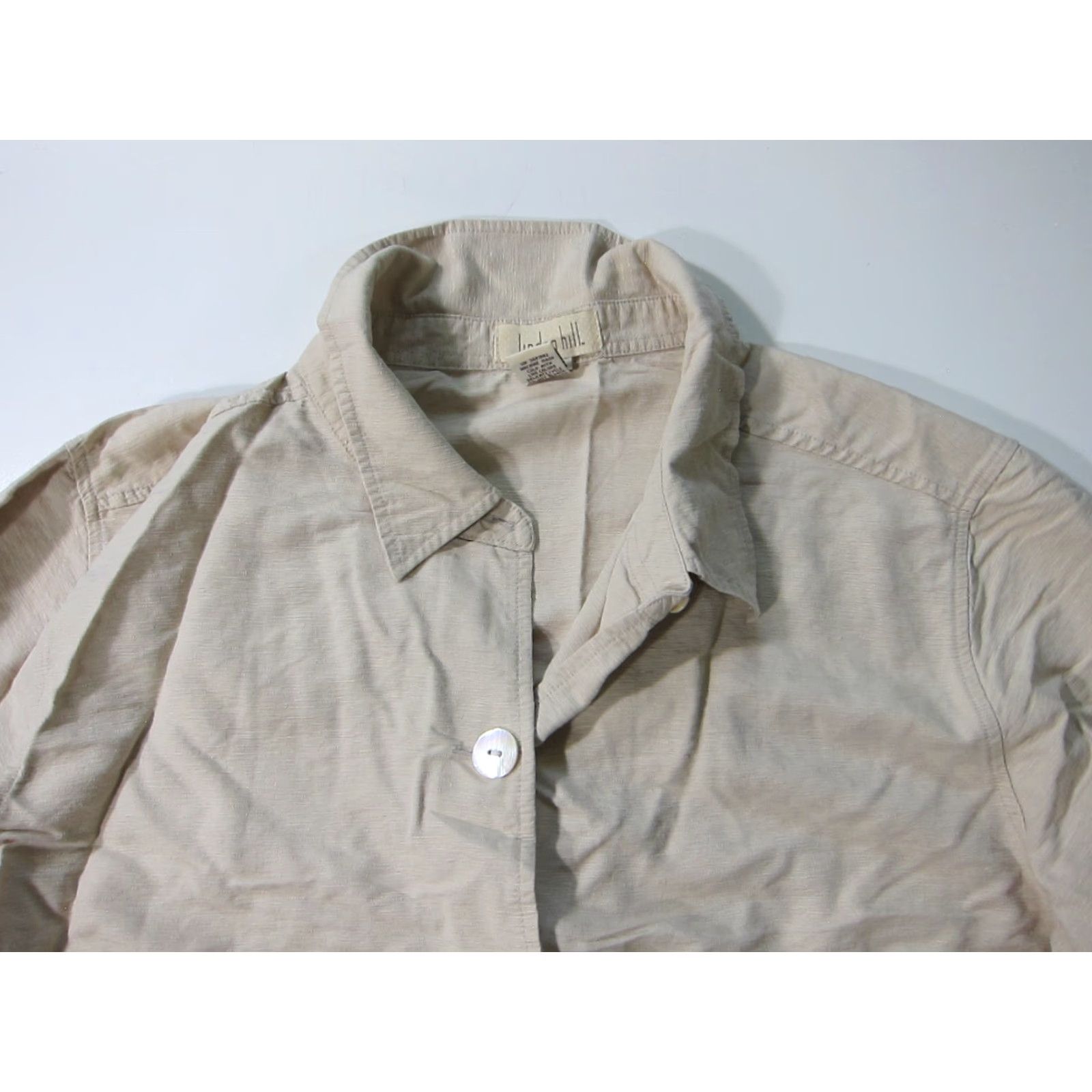 Vintage Linden Hill 100% Silk Beige Brown Button Down Pocket Tunic Blouse Shirt Women XL Size XL / US 12-14 / IT 48-50 - 3 Thumbnail