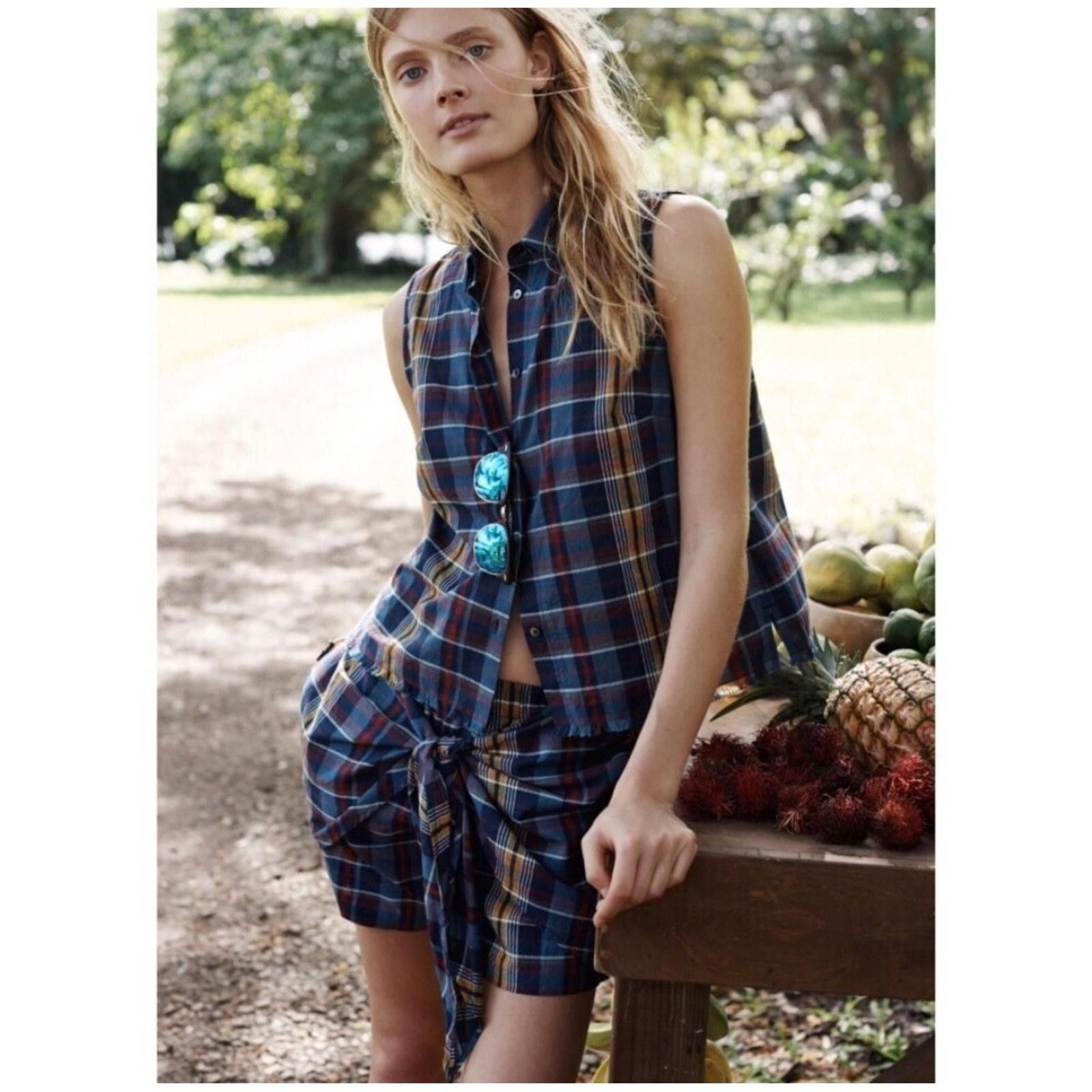 Madewell Madewell Plaid Sleeveless Top Frayed Hem Button Down XXS Size XXS / US 00 / IT 34 - 1 Thumbnail