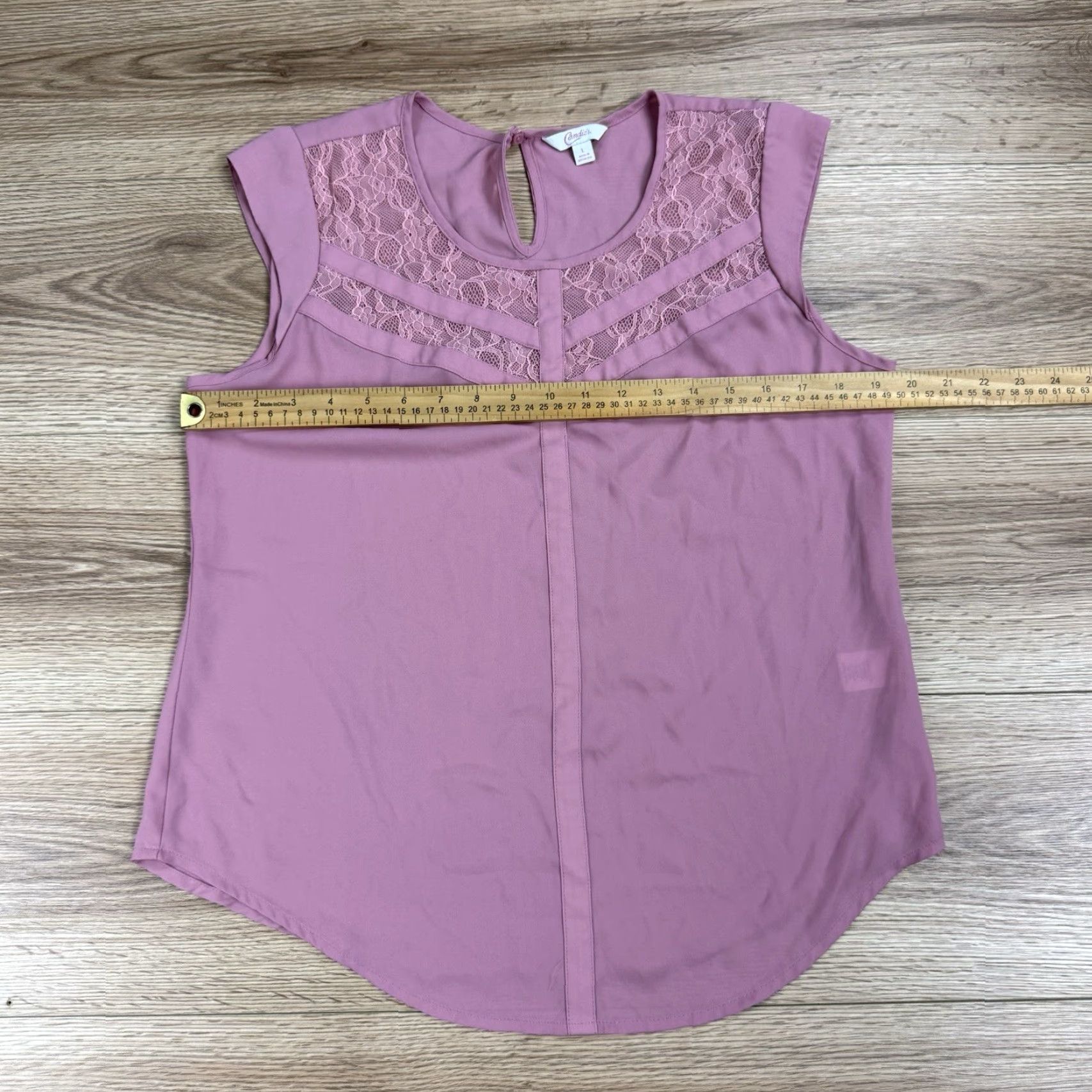 Vintage Candie’s Blouse Women L Lace Yoke Dusty Rose Pink Sleeveless Square Neck Shirt Womens L Size L / US 10 / IT 46 - 6 Thumbnail