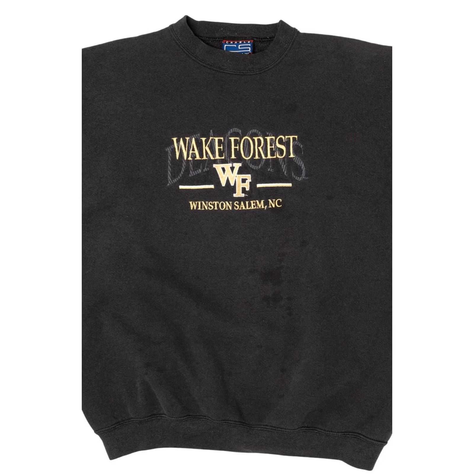 Vintage VINTAGE Crable Sportswear Wake Forest Sweatshirt Black Grey XL Adults 1990s USA Charcoal Mens Size US XL / EU 56 / 4 - 5 Thumbnail