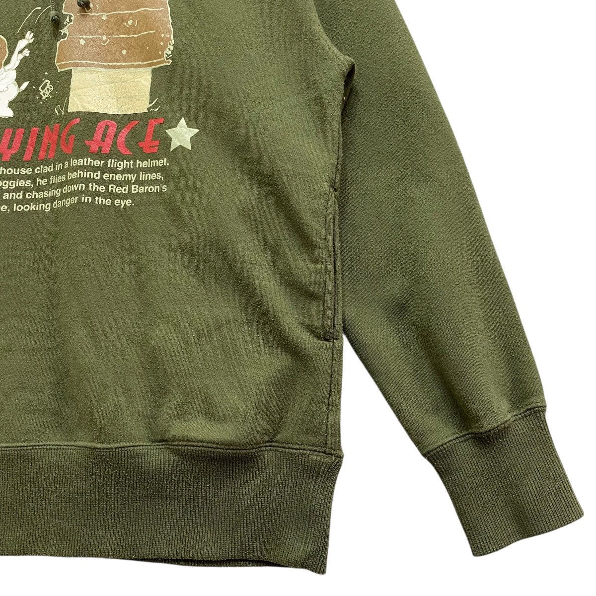 Peanuts Vintage Snoopy Hoodie Peanuts Flying Ace Olive Green Size US L / EU 52-54 / 3 - 4 Thumbnail