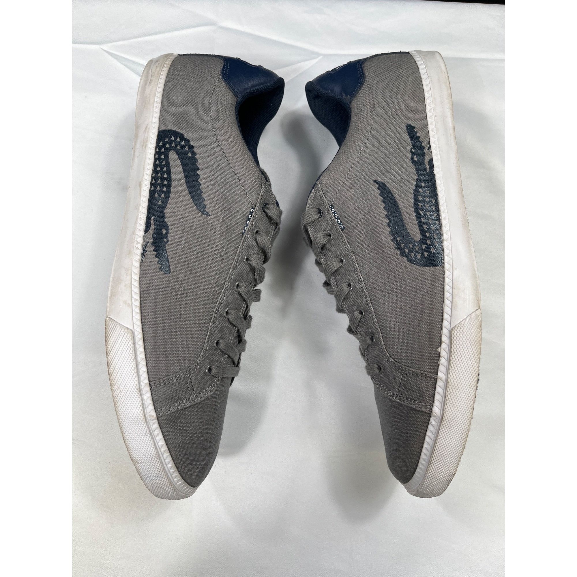 Lacoste Lacoste Mens Grey Canvas Sneakers Size 12 SKU 7449 Size US 12 / EU 45 - 3 Thumbnail